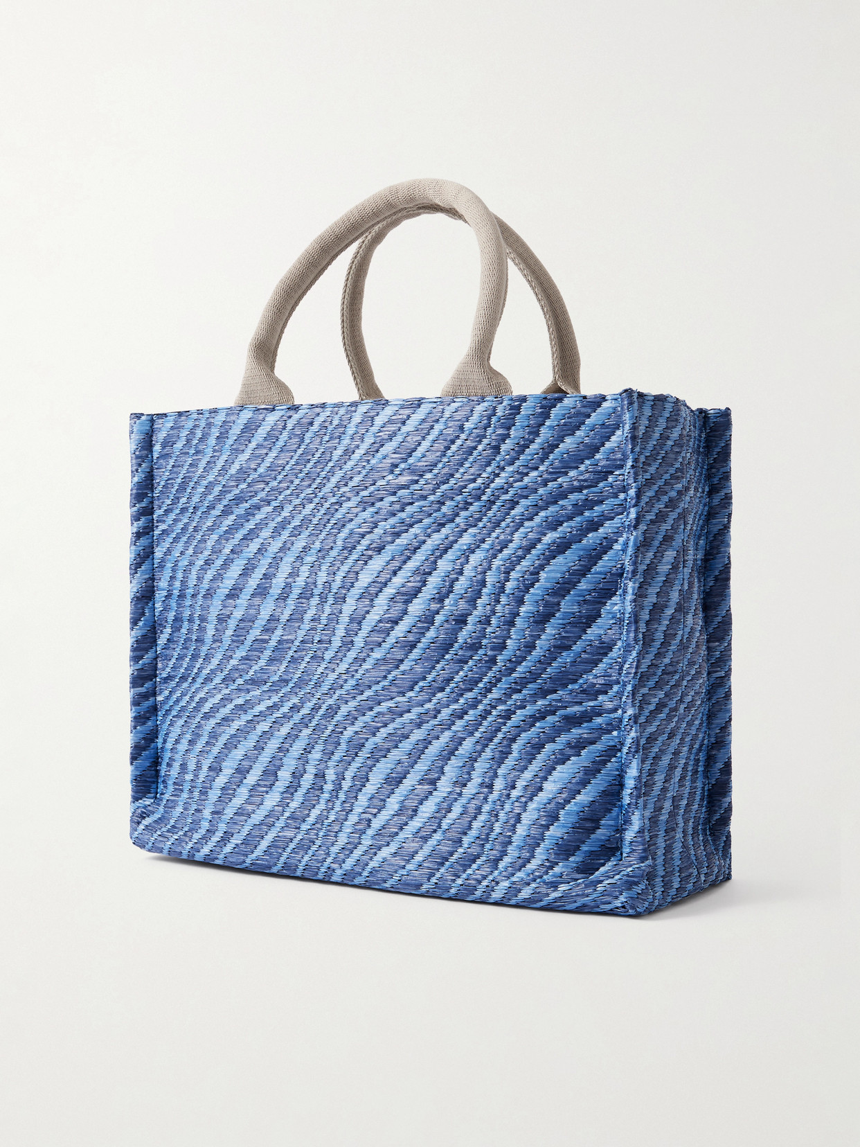 Marni Basket Small Jacquard Raffia-effect Tote In Blue