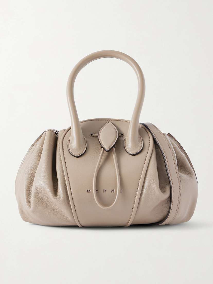 Marni Tulipea Small Ruched Leather Shoulder Bag