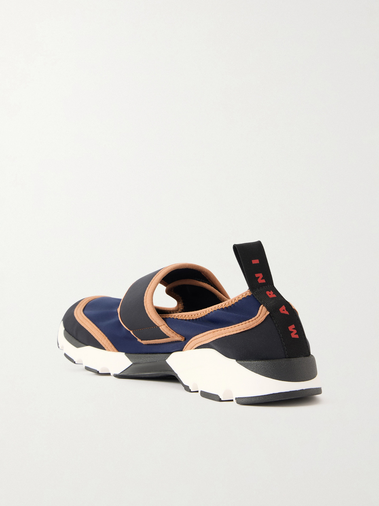 Marni Dark Blue And Black Mary Jane Running Polyamide Sneakers In Multi