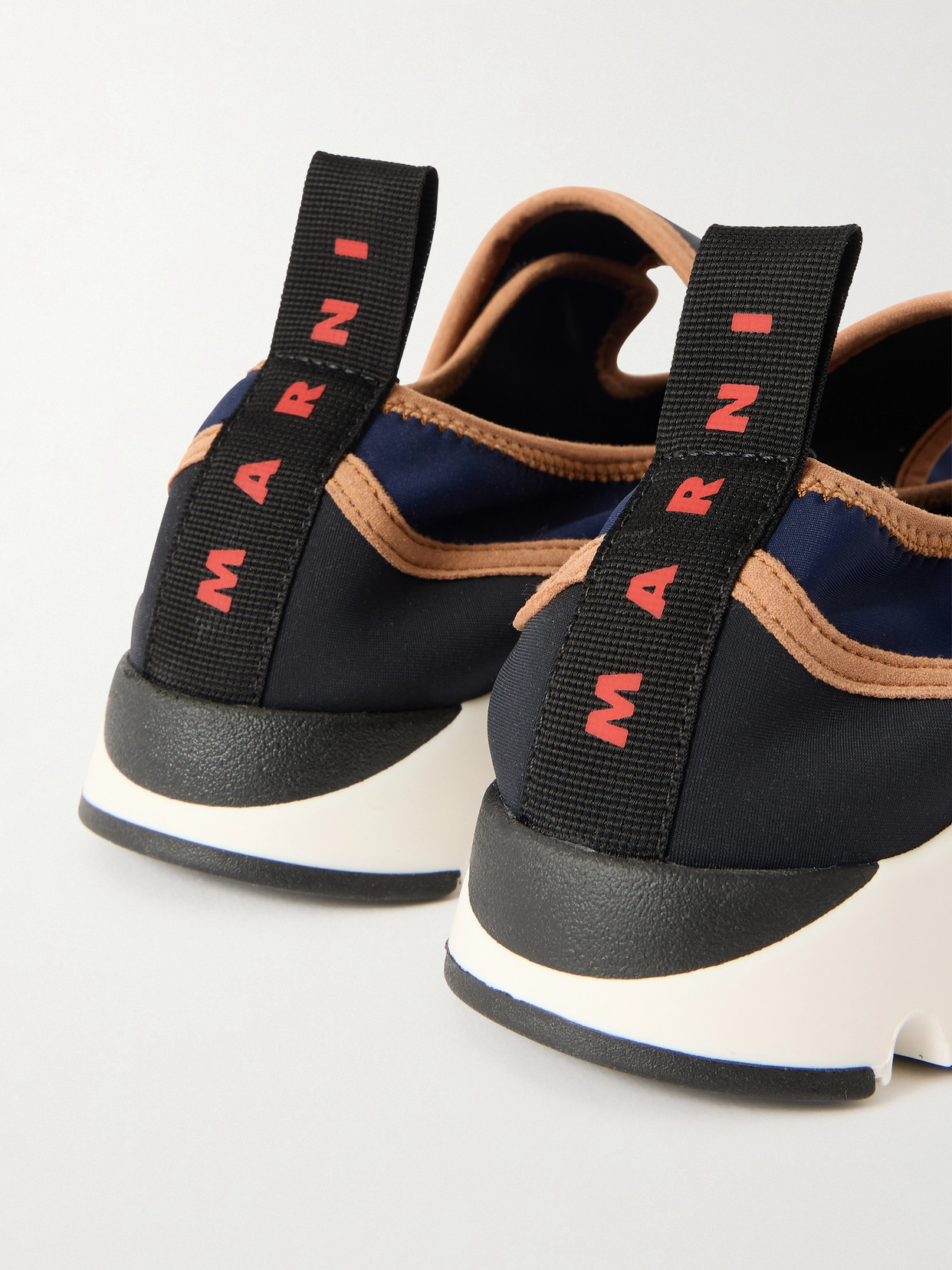 Marni Dark Blue And Black Mary Jane Running Polyamide Sneakers In Multi