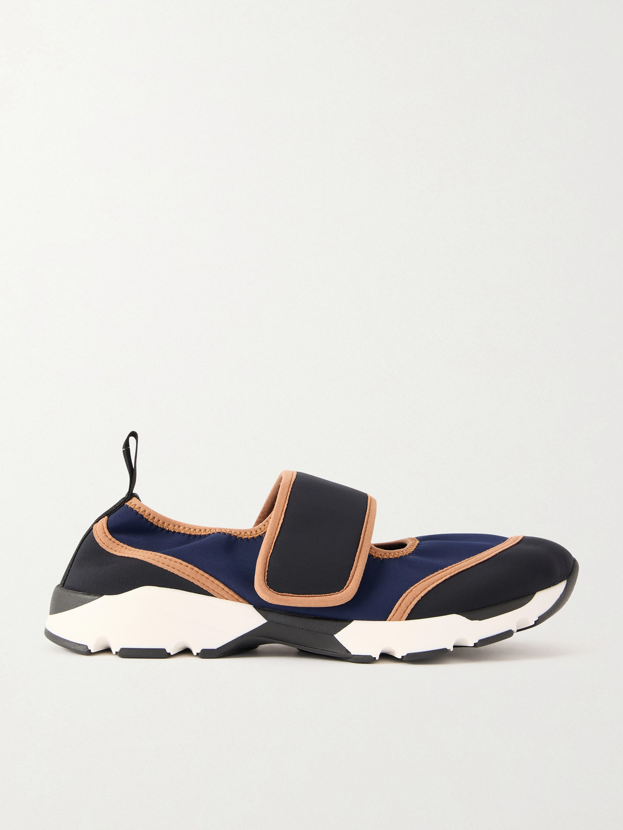 Marni Dark Blue And Black Mary Jane Running Polyamide Sneakers In Multi