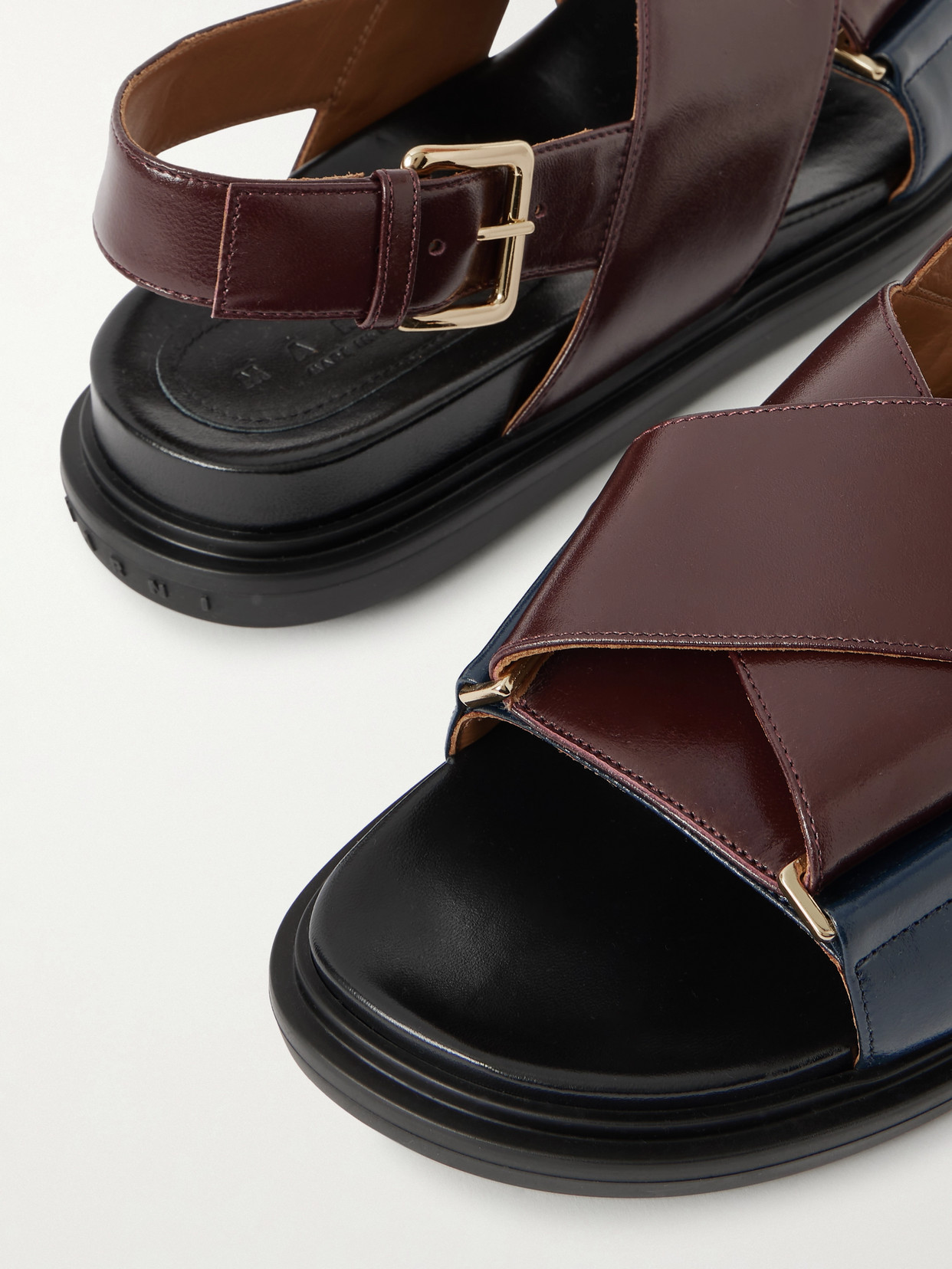 Marni Fussbett Two-tone Leather Slingback Sandals In Brown