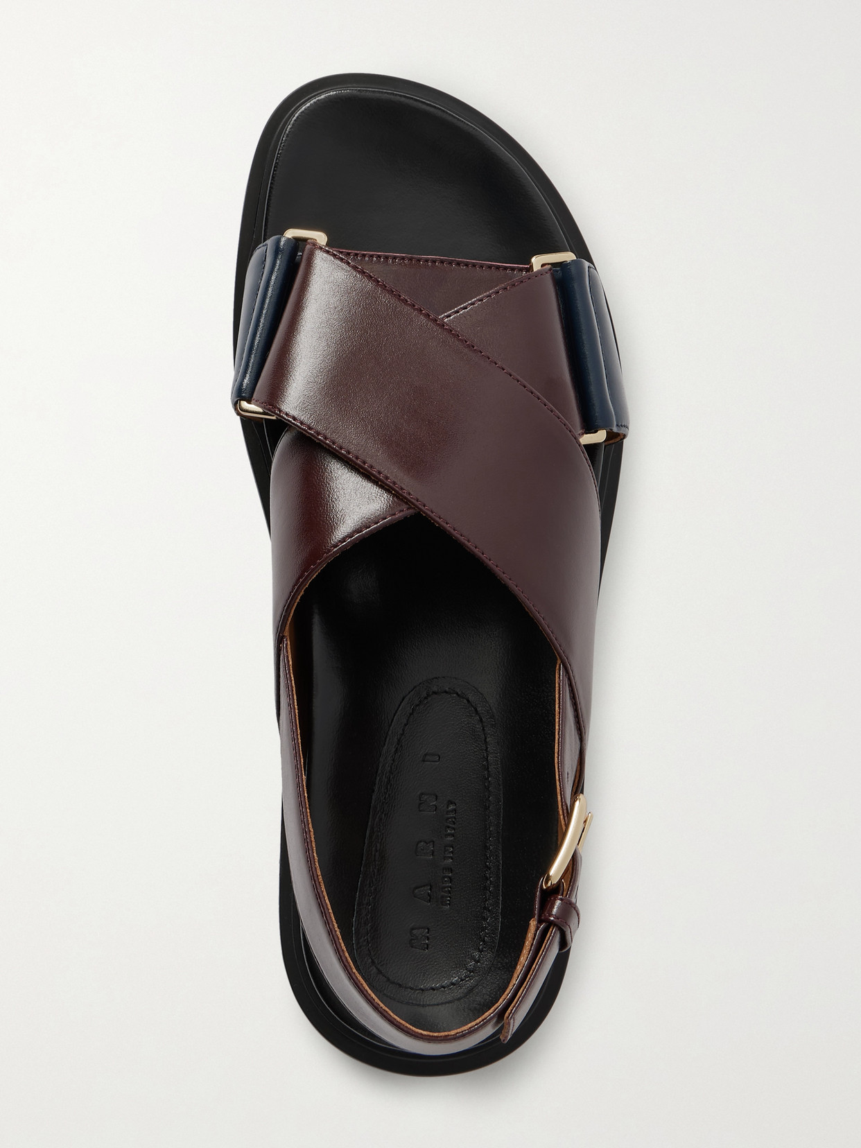 Marni Fussbett Two-tone Leather Slingback Sandals In Brown