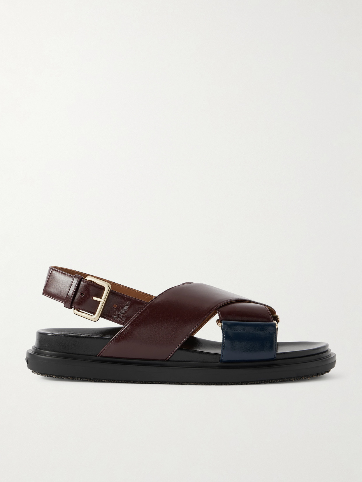 Marni Fussbett Two-tone Leather Slingback Sandals In Brown