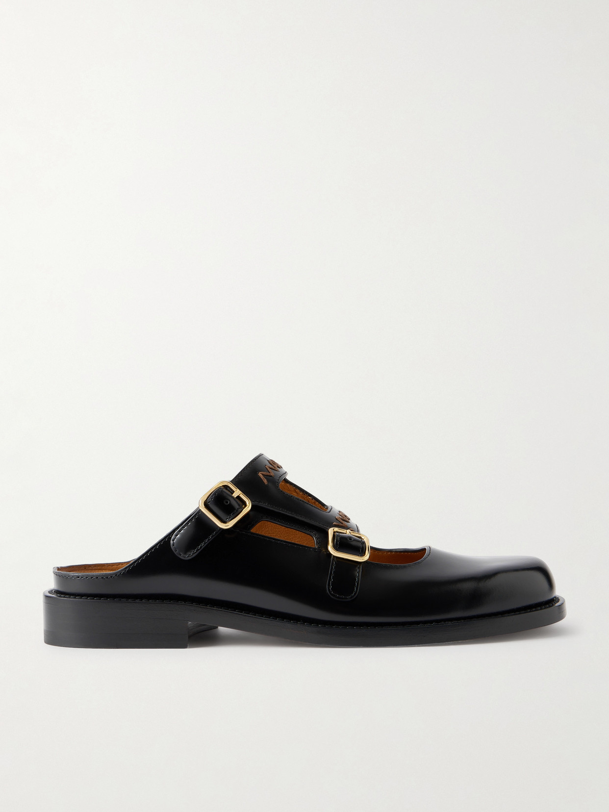 Marni Sabot Woven Leather Slip-ons In Black