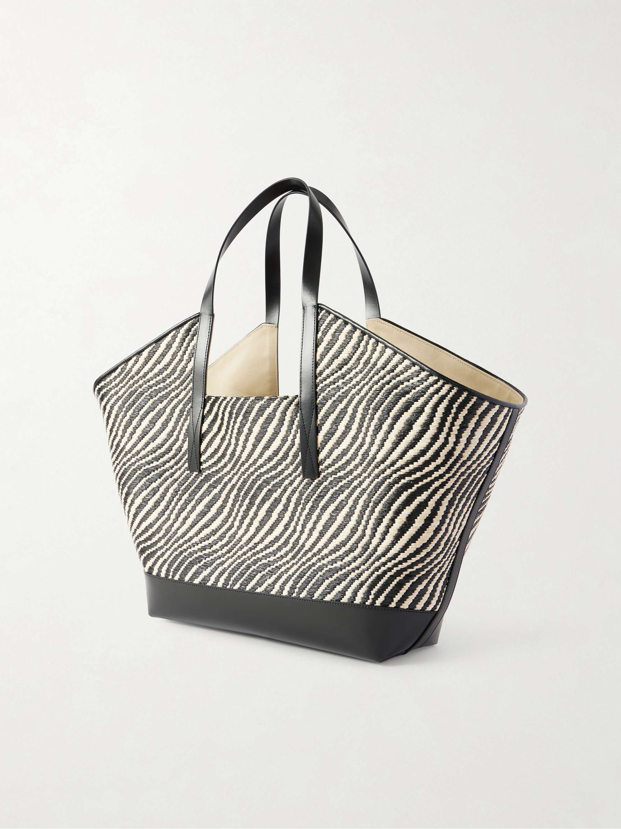 MARNI Waves leather-trimmed jacquard raffia-like tote | NET-A-PORTER
