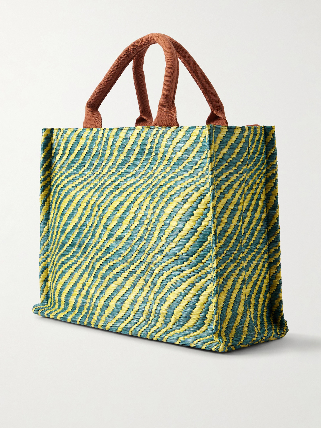 Marni Basket Small Jacquard Tote In Green