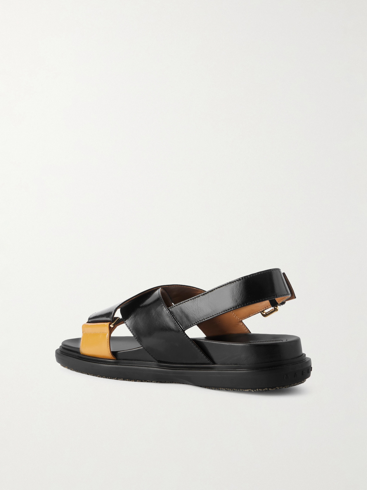 Marni Fussbett Two-tone Leather Slingback Sandals In Black