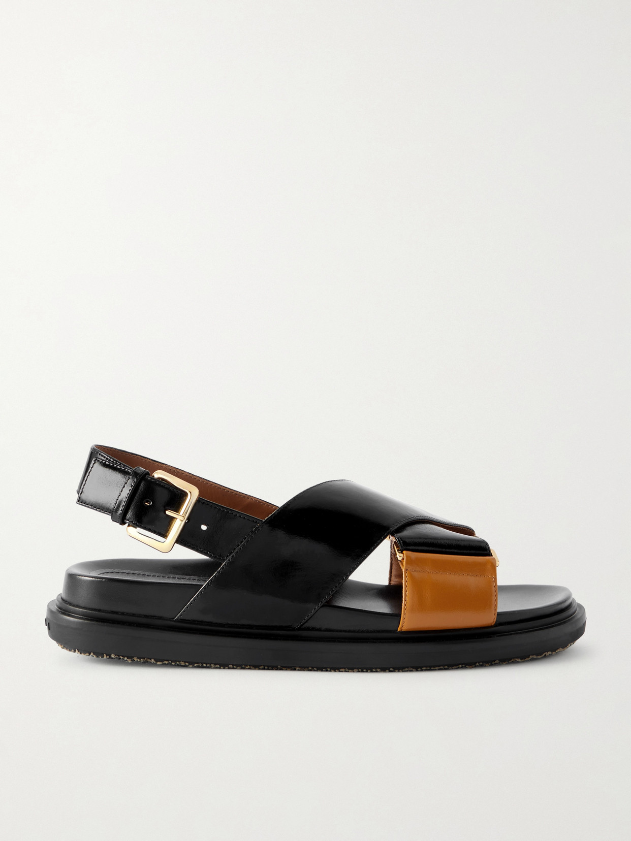 Marni Fussbett Two-tone Leather Slingback Sandals In Black