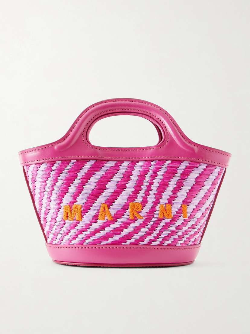 Marni Tropicalia Micro Leather And Embroidered Faux Raffia Tote