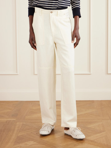 Wales Bonner Hymn paneled linen-blend twill wide-leg pants