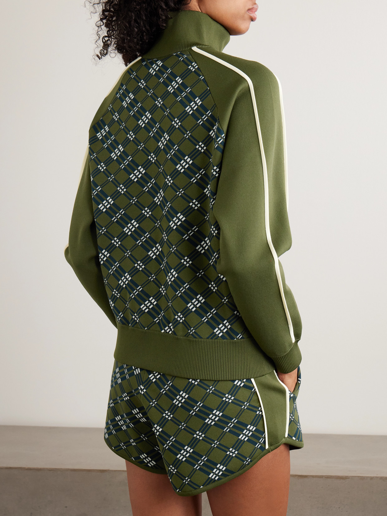 Power Embroidered Stripes Jacquard-Knit Track Jacket