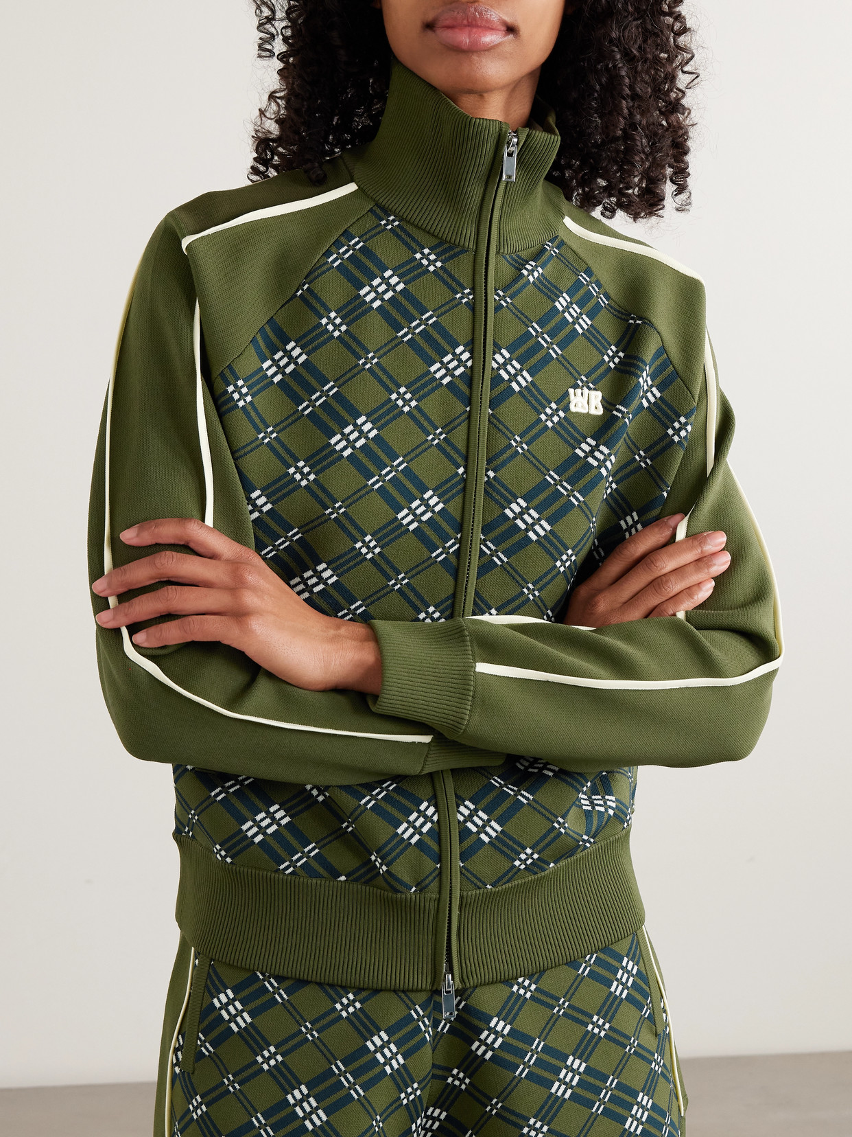 Power Embroidered Stripes Jacquard-Knit Track Jacket