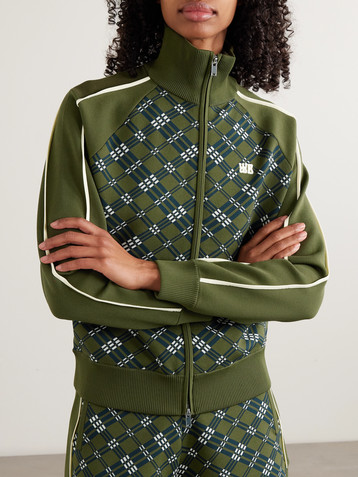 Wales Bonner - Mantra knit-trimmed embroidered jersey jacket | Plush