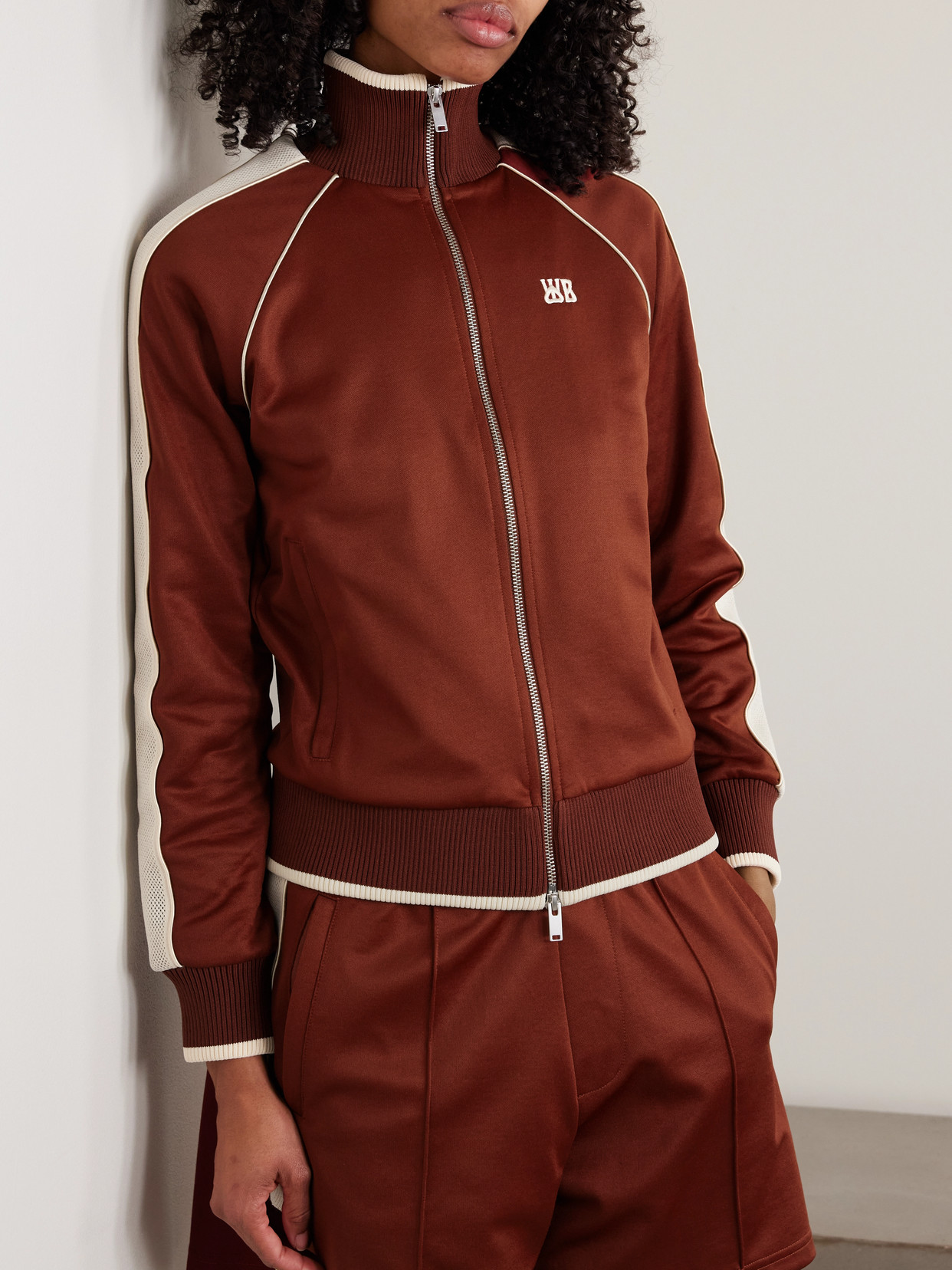 Anthem Embroidered Mesh-Trimmed Jersey Track Jacket