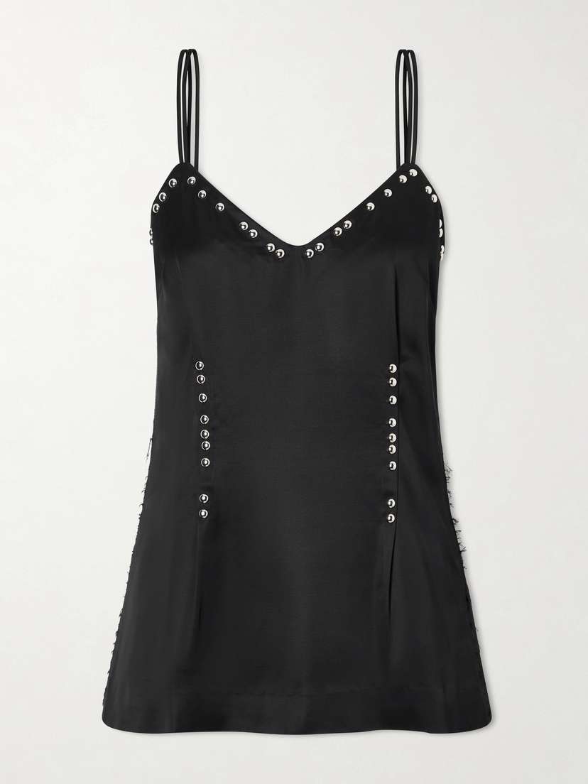 Wales Bonner Iris Studded Frayed Satin Camisole