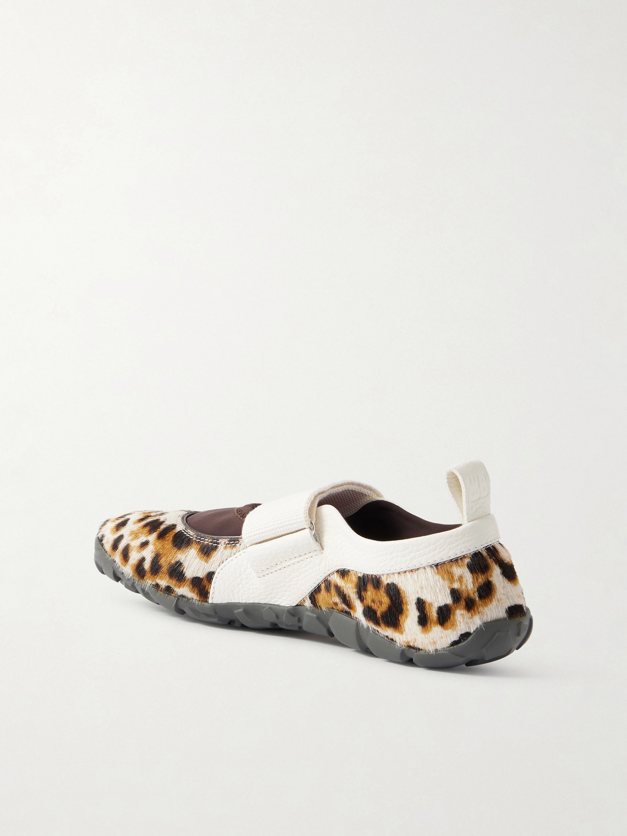 Jewel Leather-Trimmed Leopard-Print Calf Hair Mary Jane Sneakers