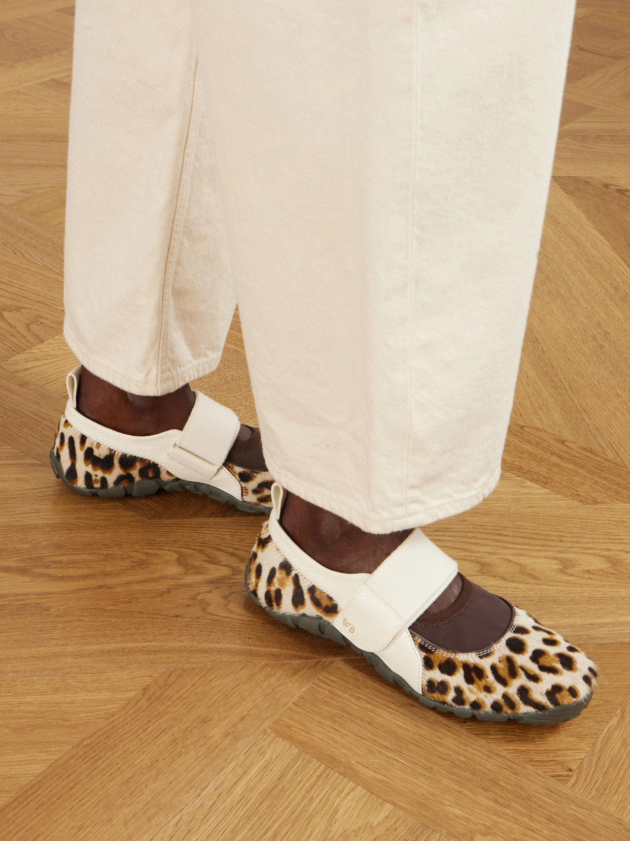 Jewel Leather-Trimmed Leopard-Print Calf Hair Mary Jane Sneakers