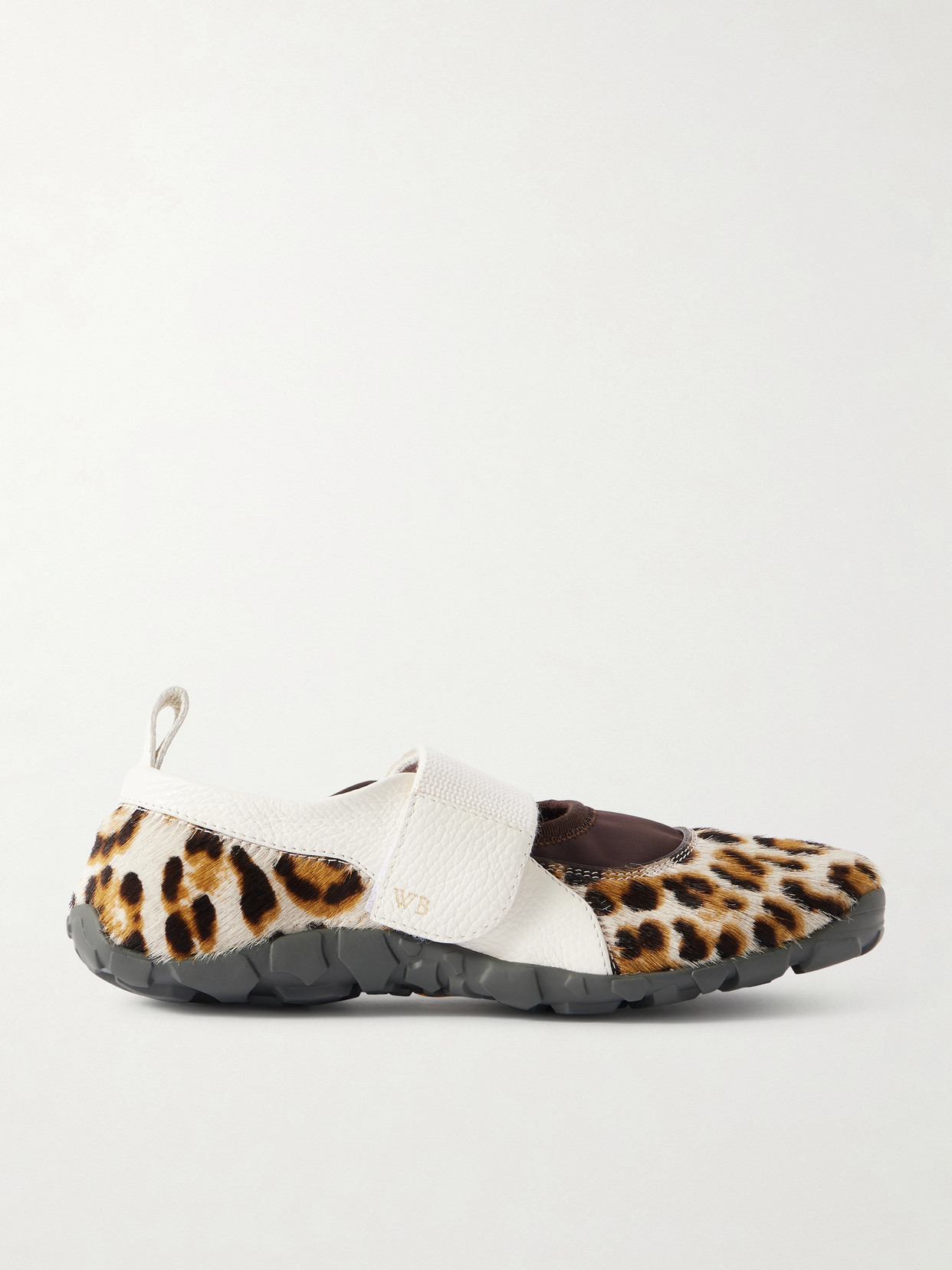 Wales Bonner Jewel Leather-trimmed Leopard-print Calf Hair Mary Jane Sneakers In Multi