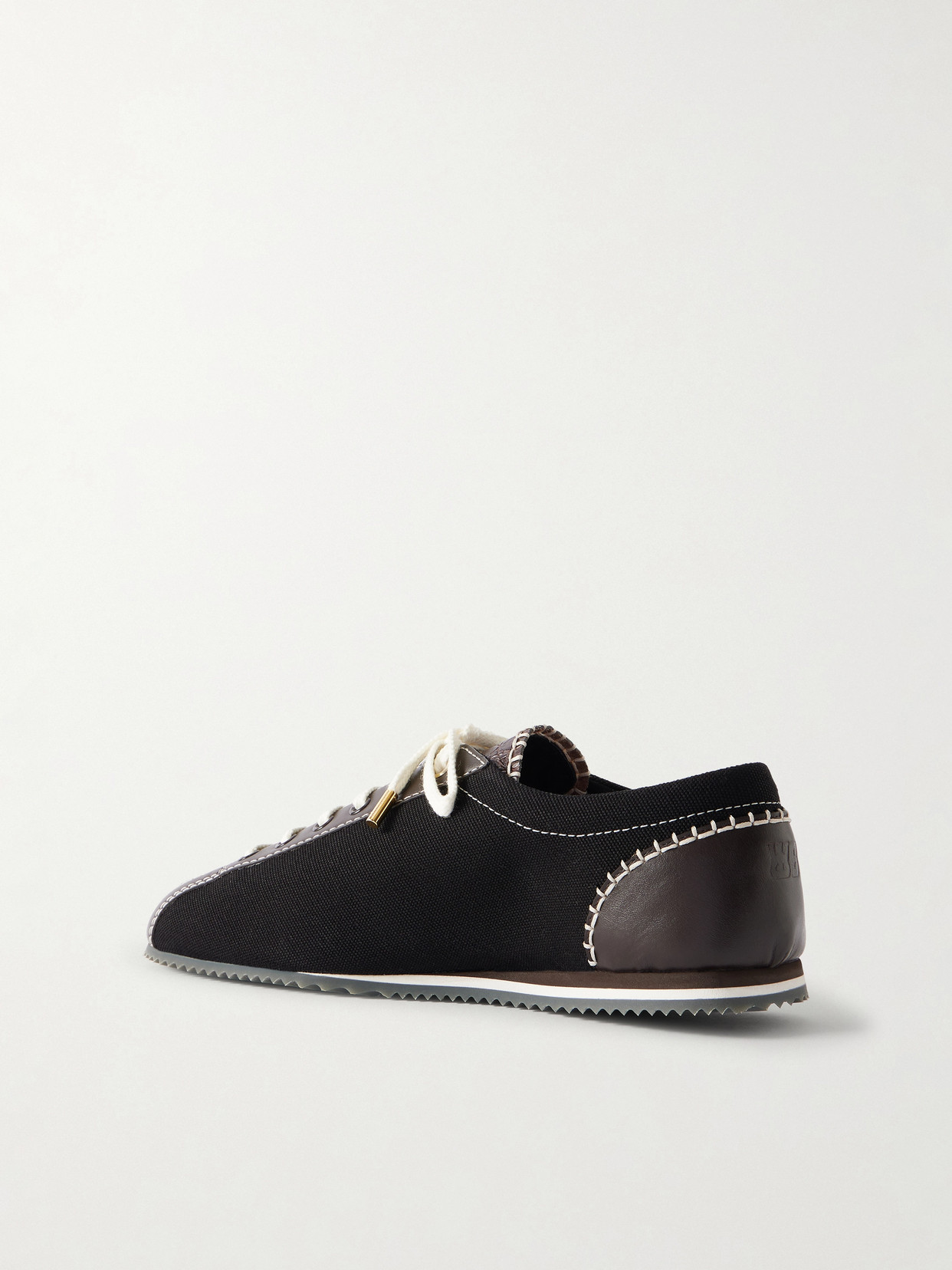 Paris Suede-Trimmed Leather And Canvas Sneakers