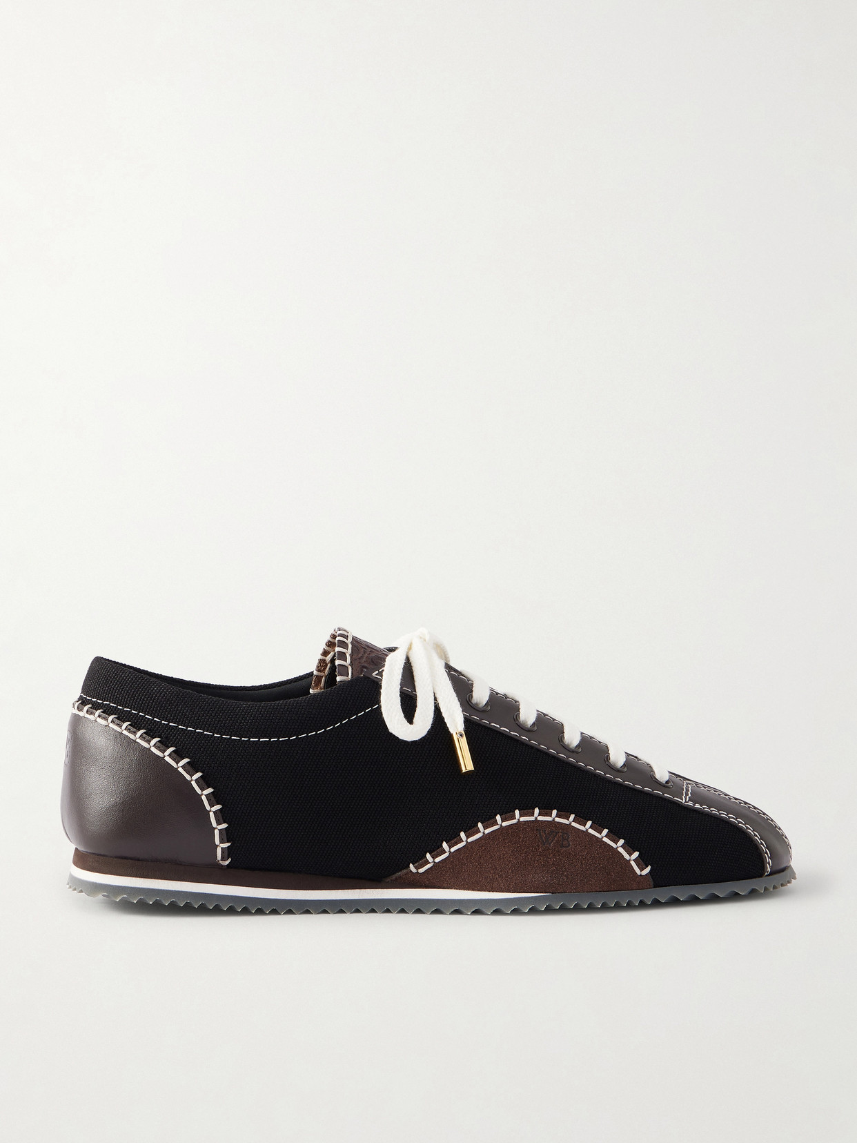 Wales Bonner Paris Suede-trimmed Leather And Canvas Sneakers In Black