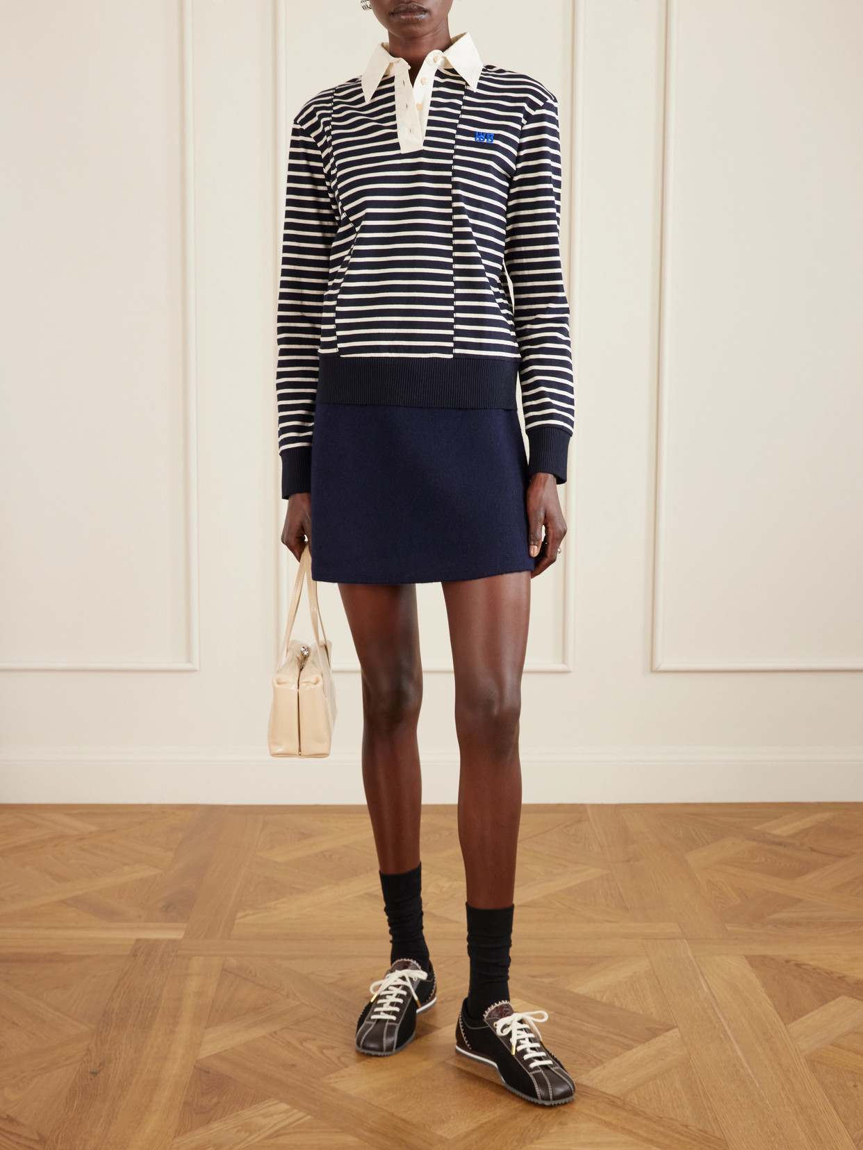 Paris Suede-Trimmed Leather And Canvas Sneakers