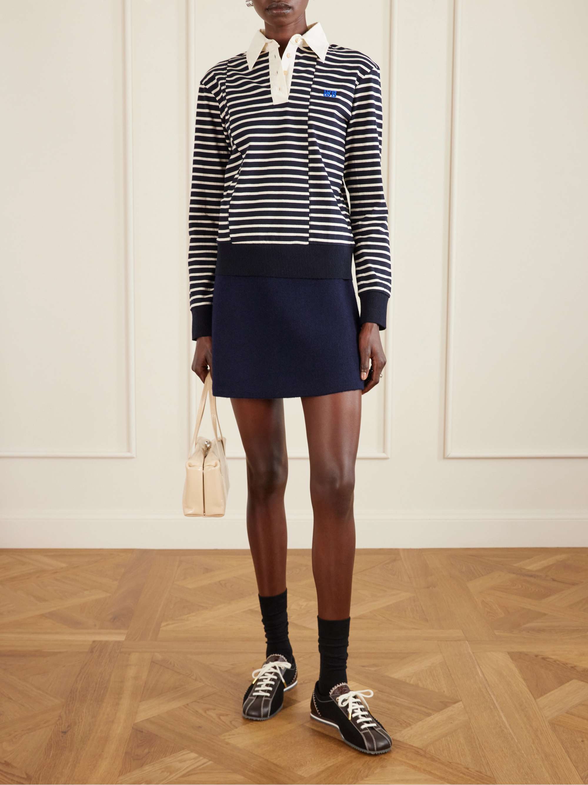 WALES BONNER Paris suede-trimmed leather and canvas sneakers | NET
