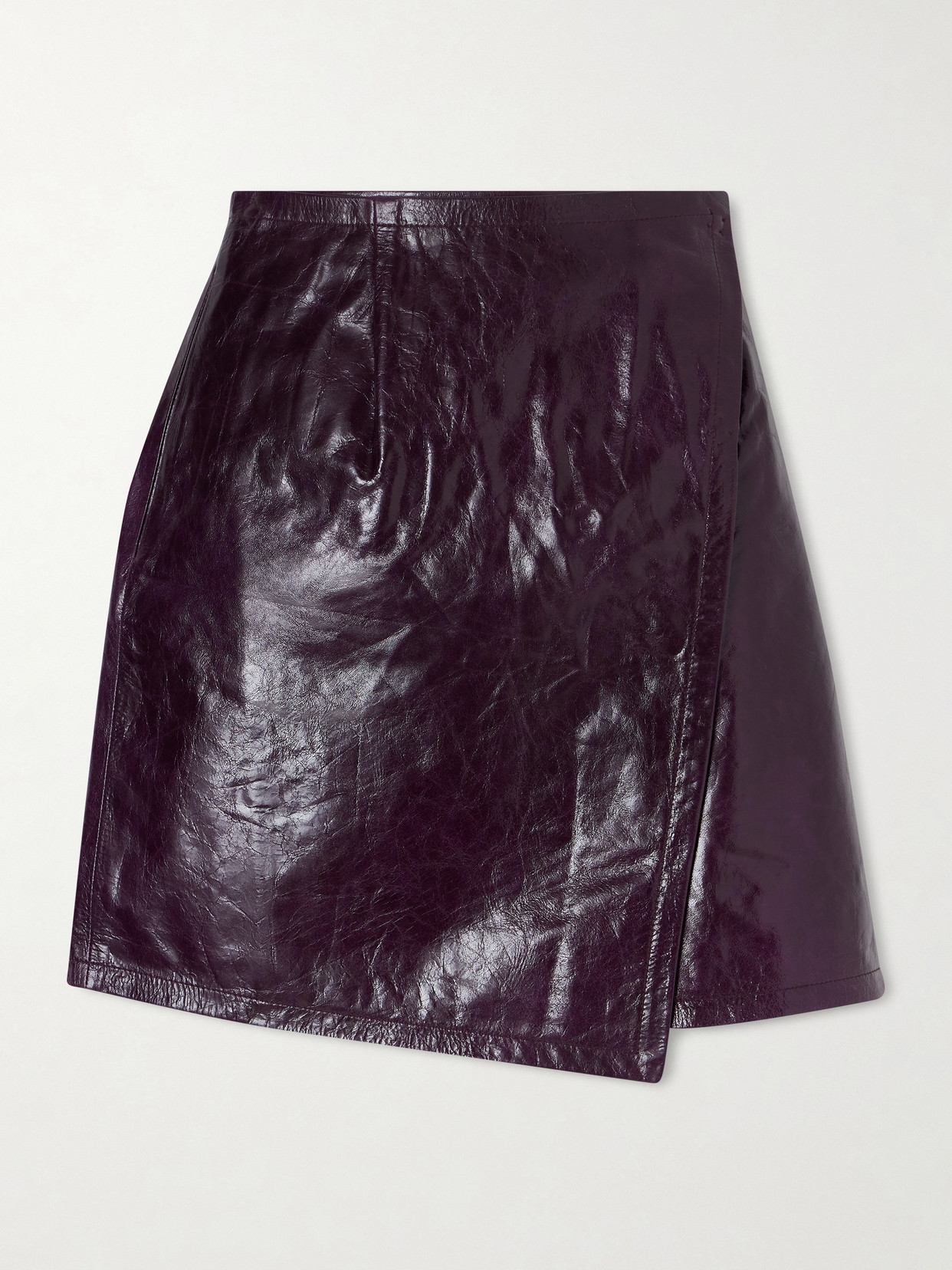 Co Leather Mini Wrap Skirt In Burgundy