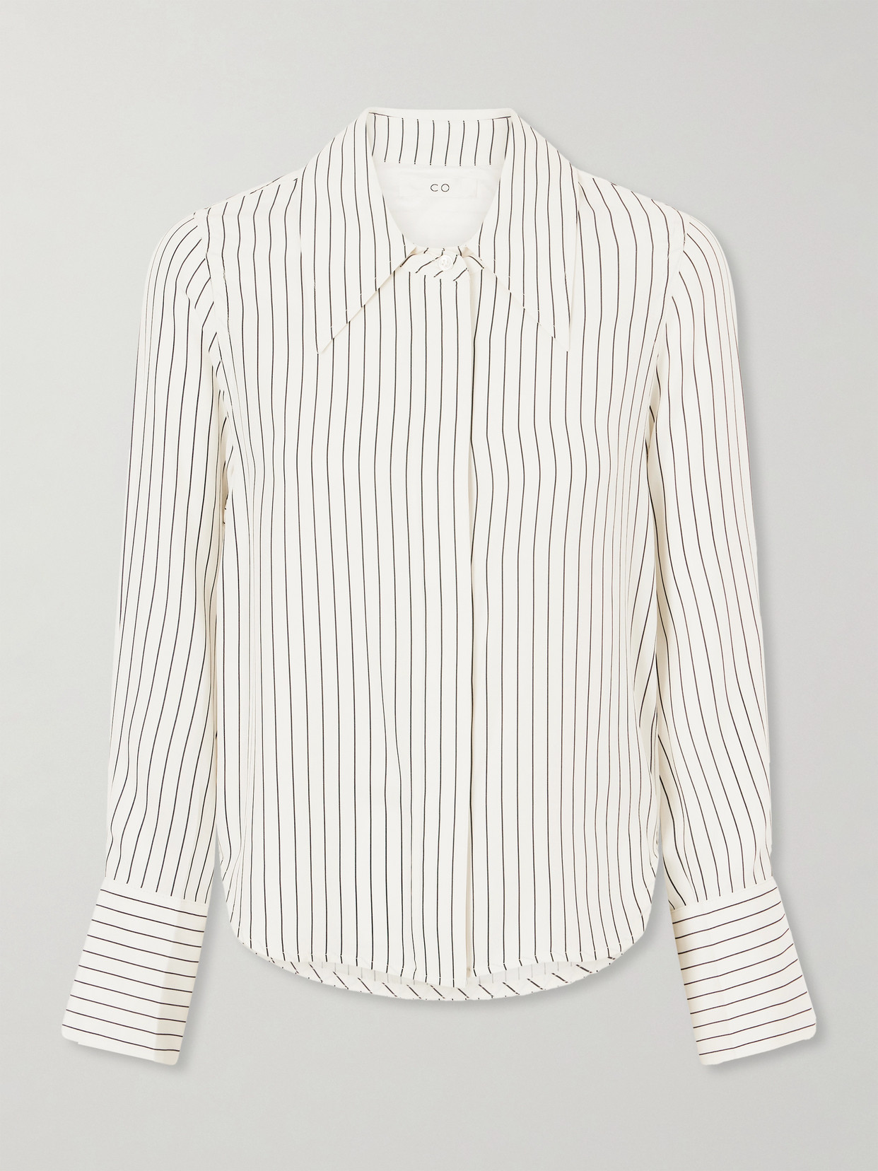 Co Striped Silk-satin Shirt In Neutral