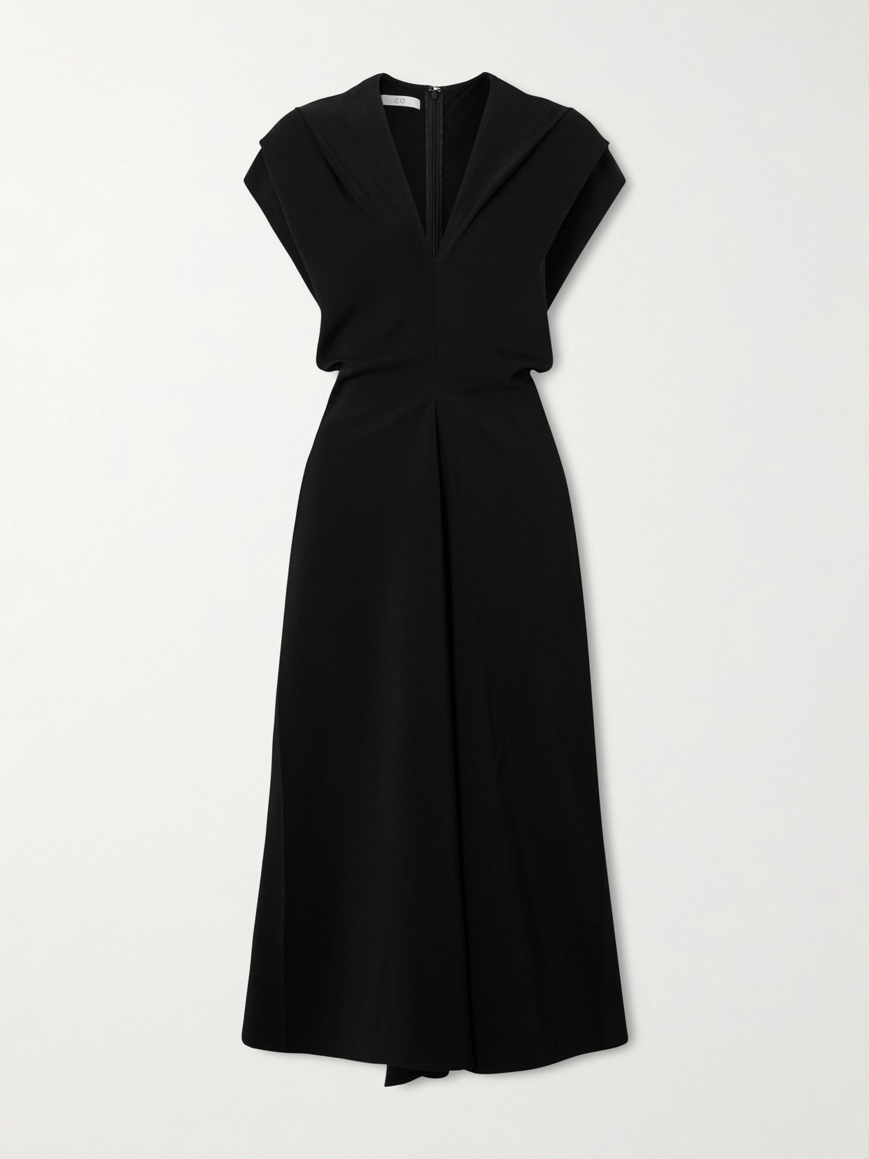 Co Banana Cut Shift Satin-jersey Midi Dress In Black