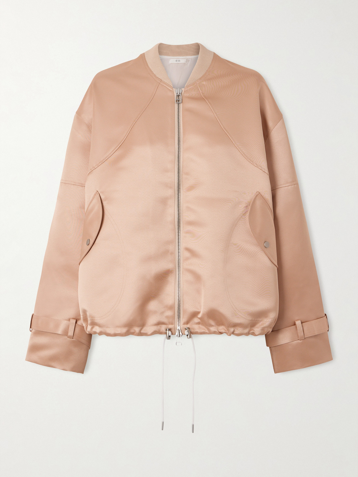 Co Sports Duchesse-satin Bomber Jacket In Neutral