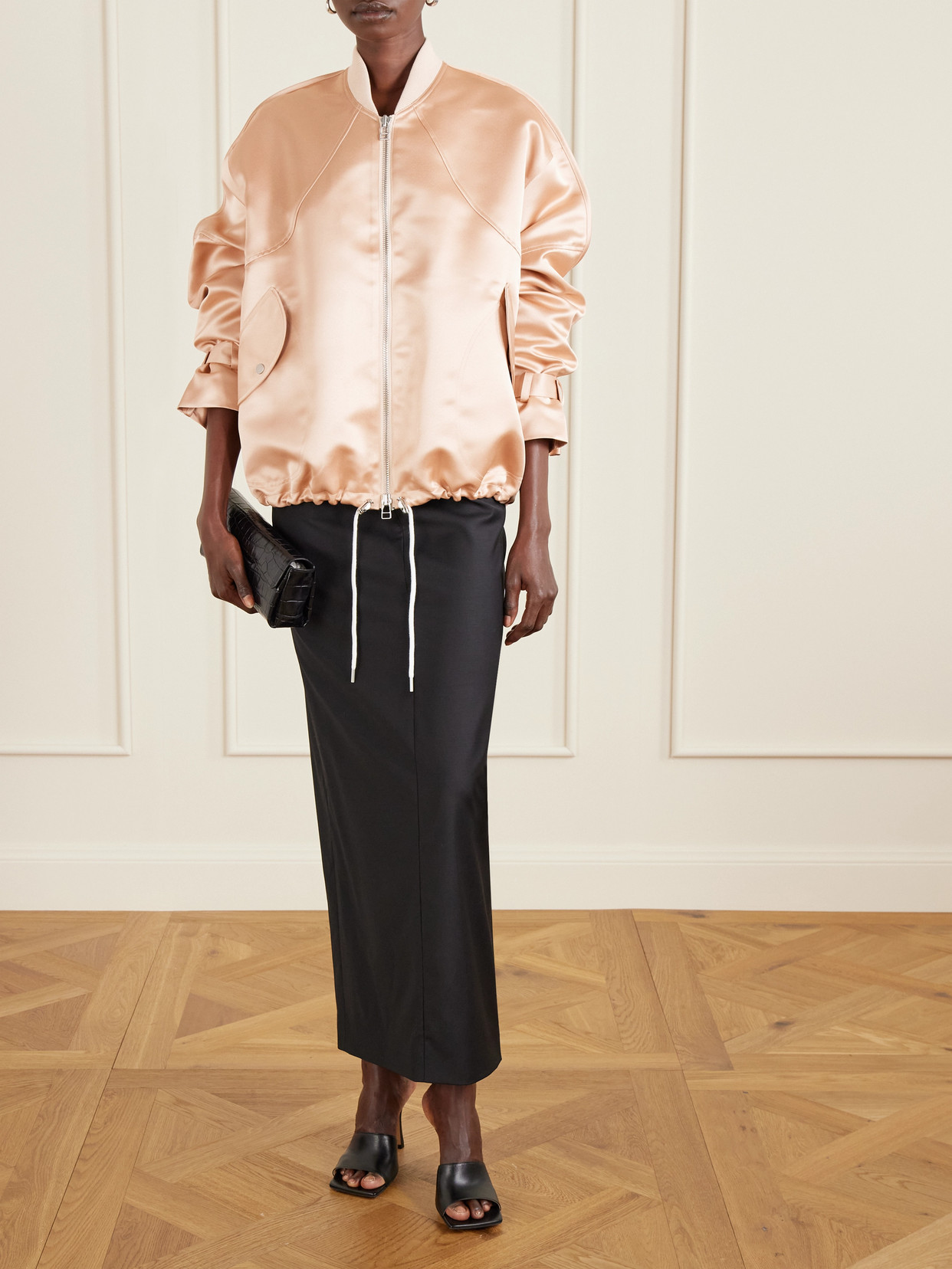 Sports Duchesse-Satin Bomber Jacket