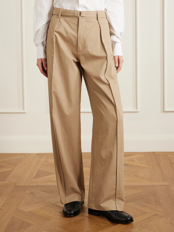 CO Belted cotton and linen-blend wide-leg pants