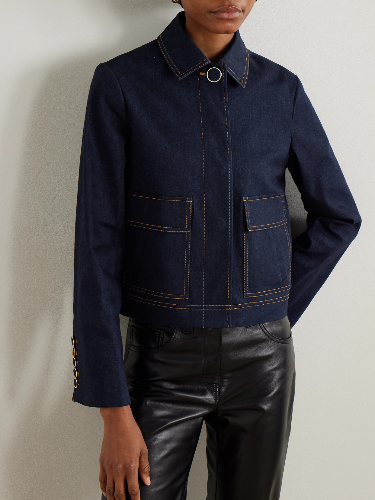 Veronica Beard Barrington Crystal Collar Denim Jacket In Blue