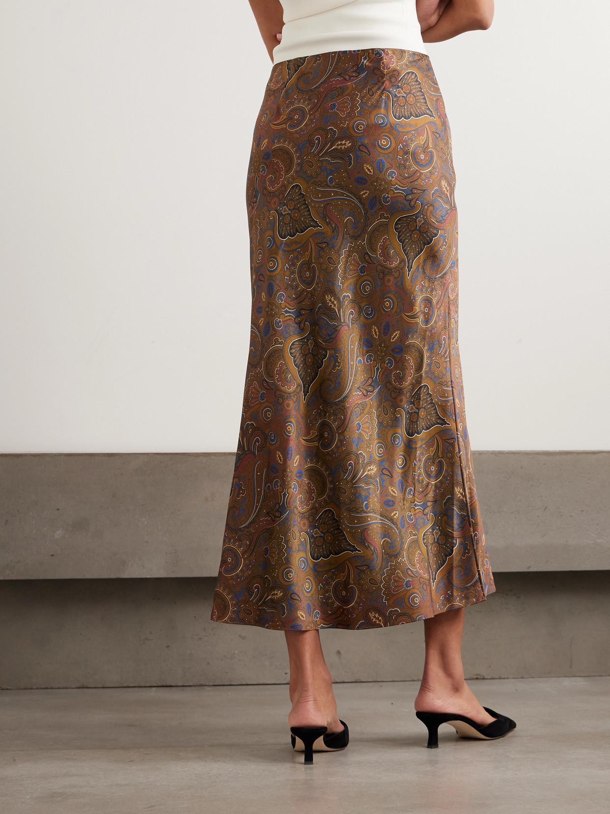 Veronica Beard Clover Paisley-print Silk-blend Satin Midi Skirt In Multi