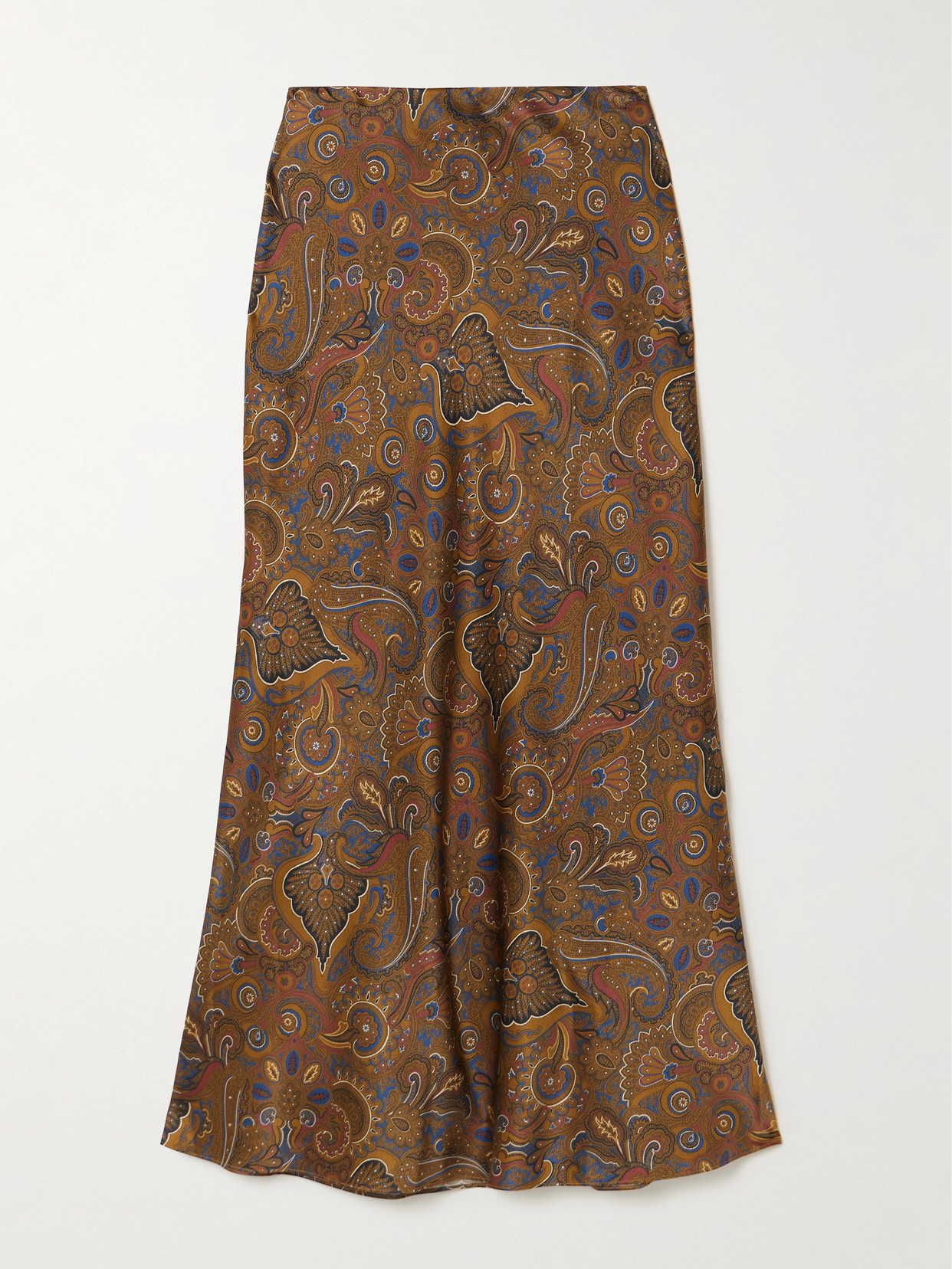 Veronica Beard Clover Paisley-print Silk-blend Satin Midi Skirt In Multi