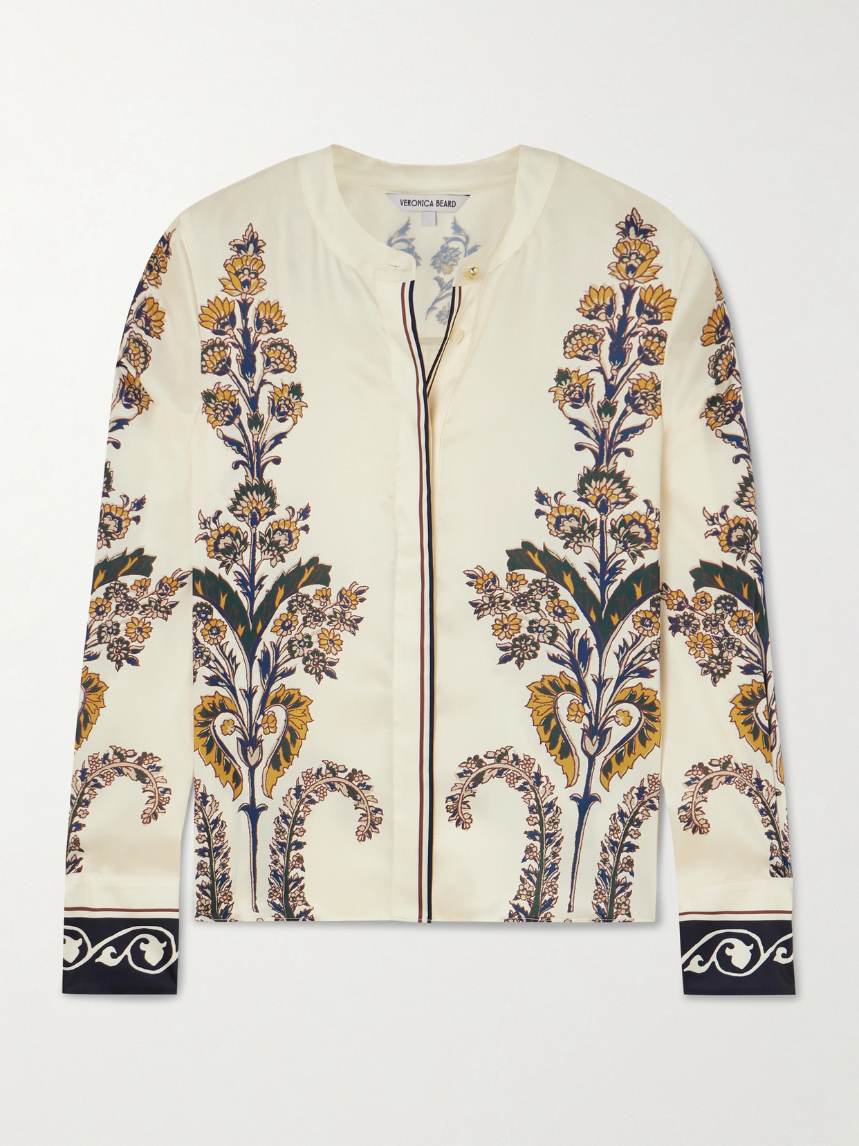 Veronica Beard Hoku Floral-print Satin-twill Blouse In Multi