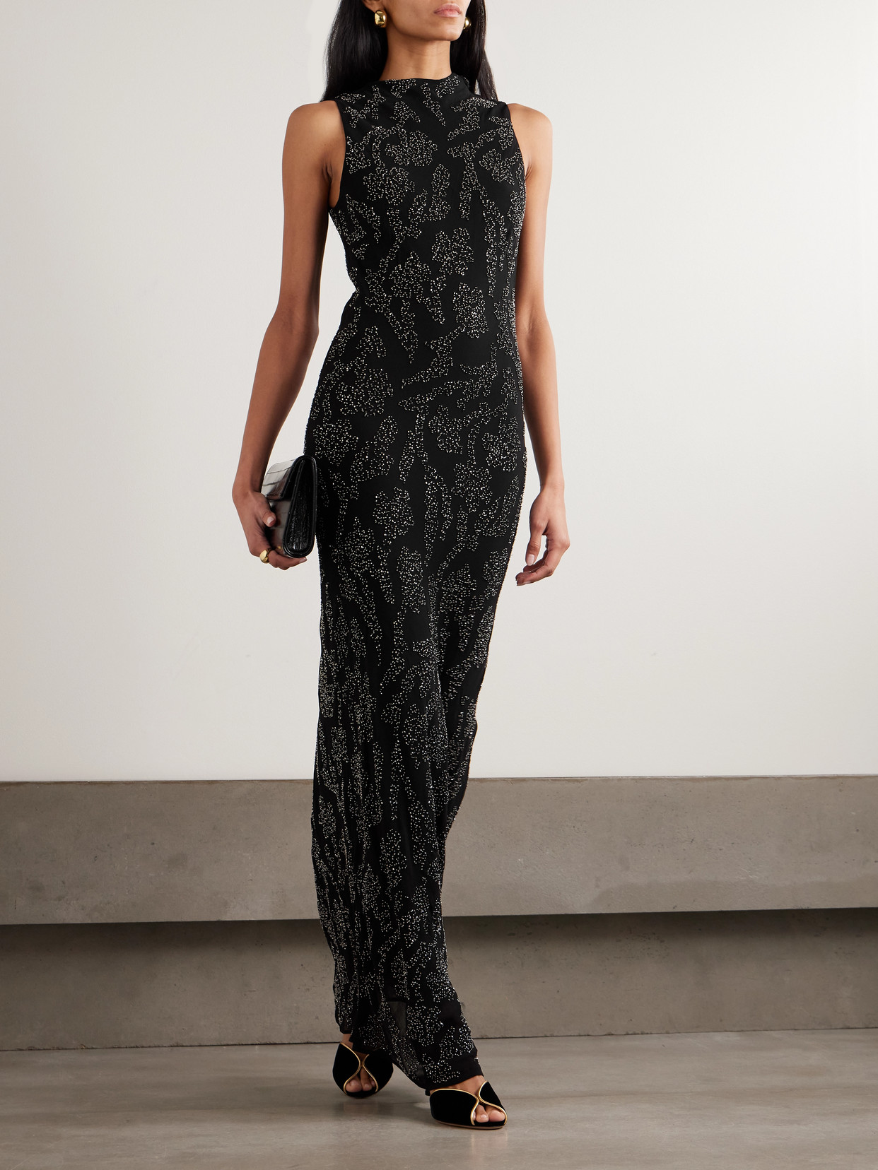 Veronica Beard Sylven Bead-embellished Georgette Maxi Dress In Multi