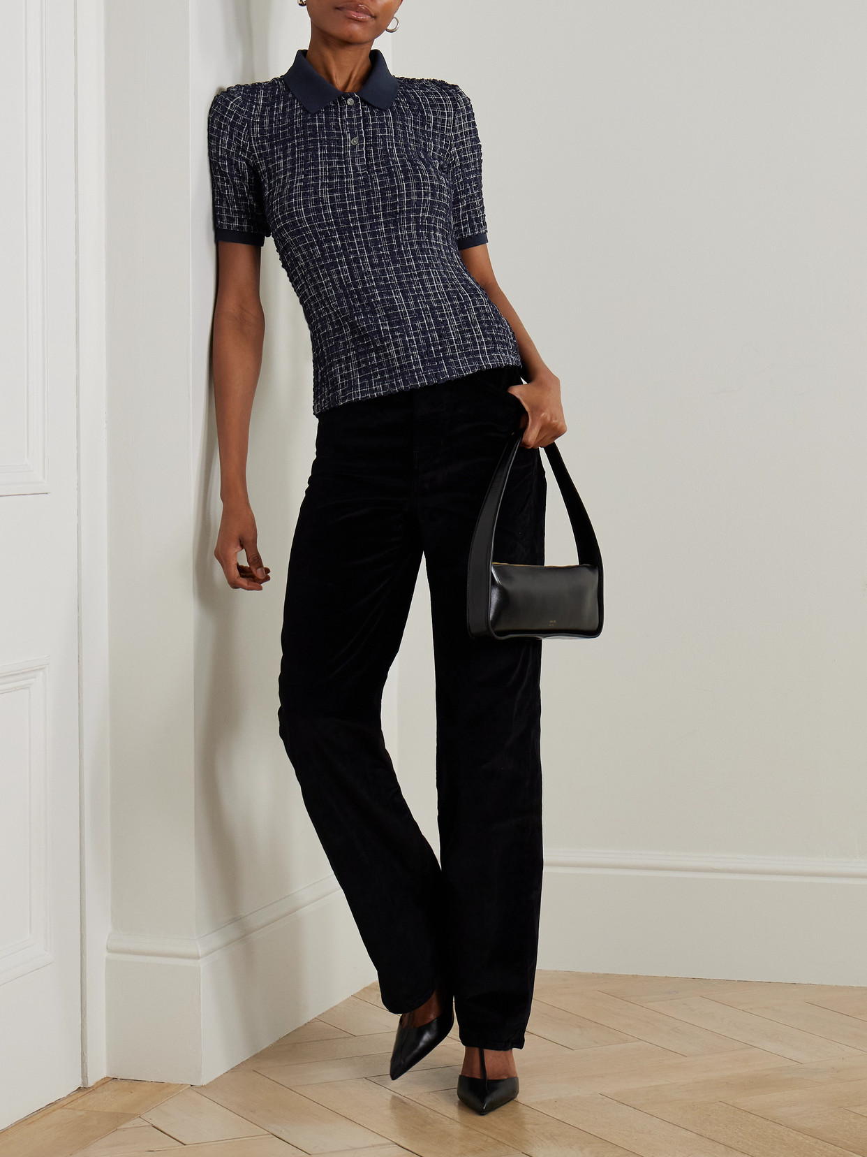 Veronica Beard Benedetta Checked Seersucker Polo Shirt In Blue