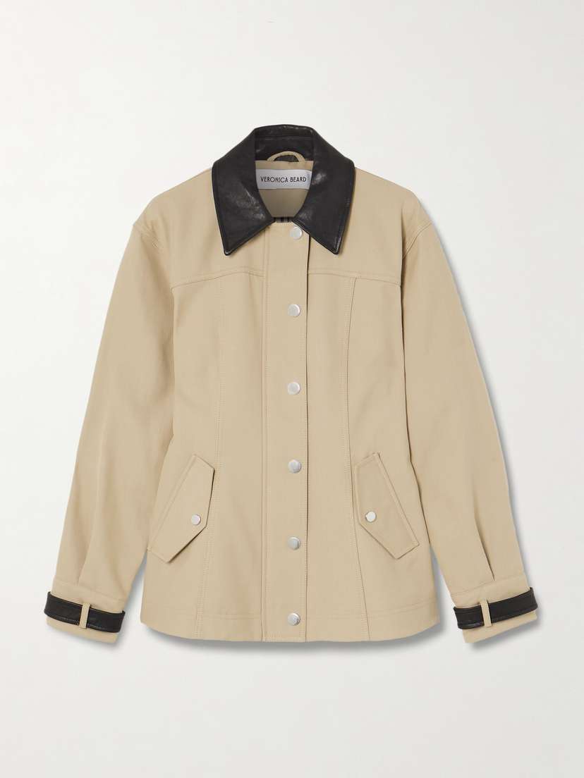 Veronica Beard Talla Leather-trimmed Cotton Jacket