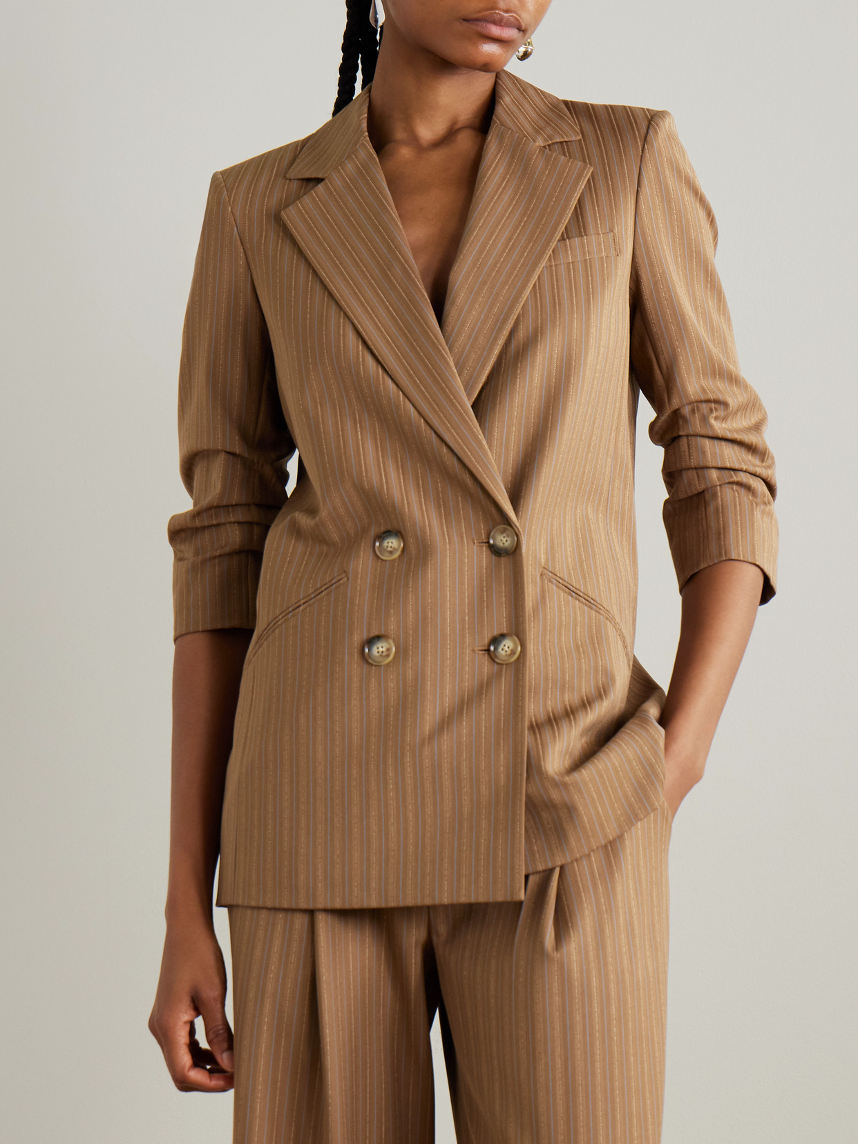 Veronica Beard Womens Malt Multi Rupert Dickey Striped Stretch-woven Blazer In Brown