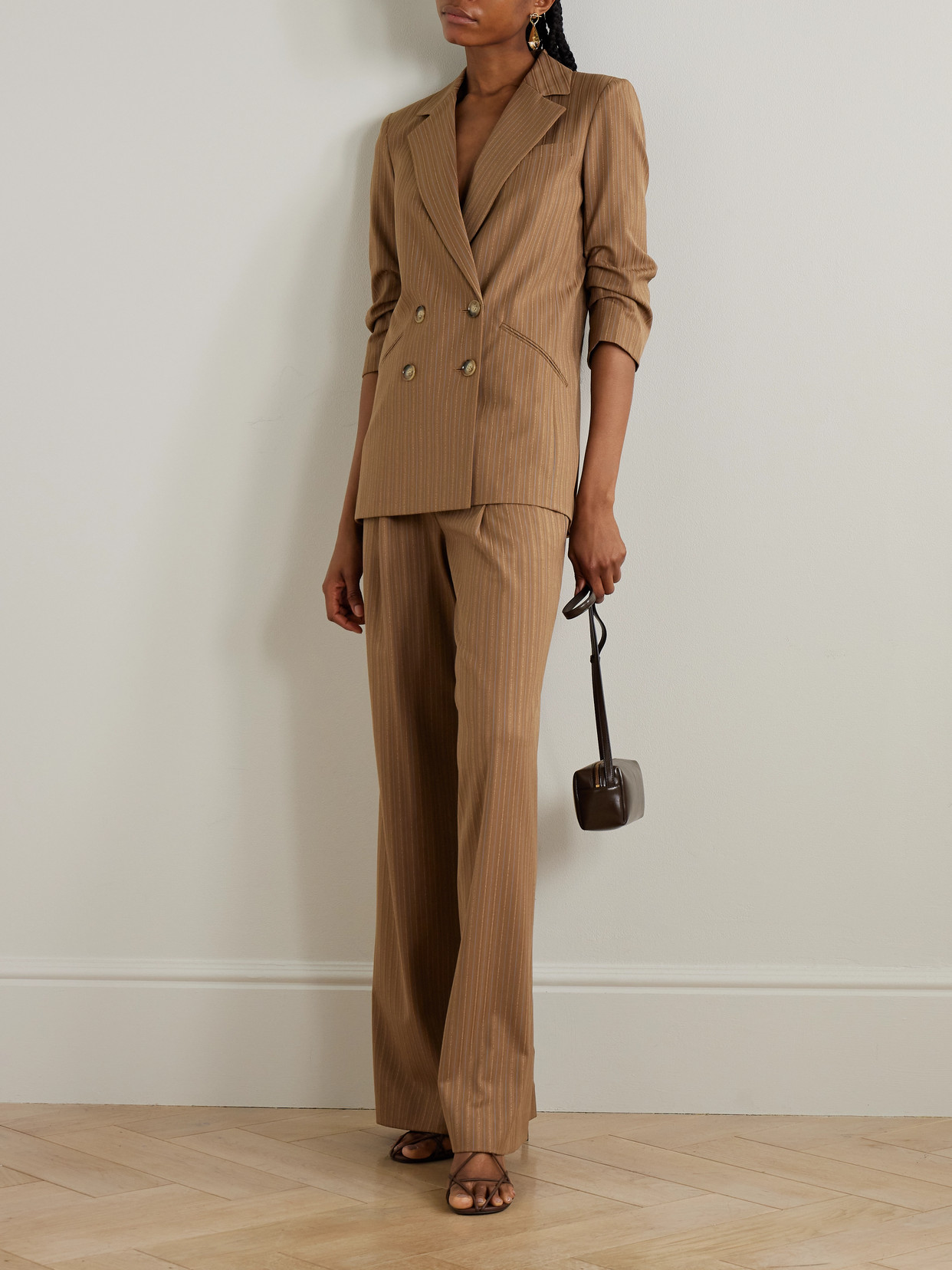 Veronica Beard Womens Malt Multi Rupert Dickey Striped Stretch-woven Blazer In Brown