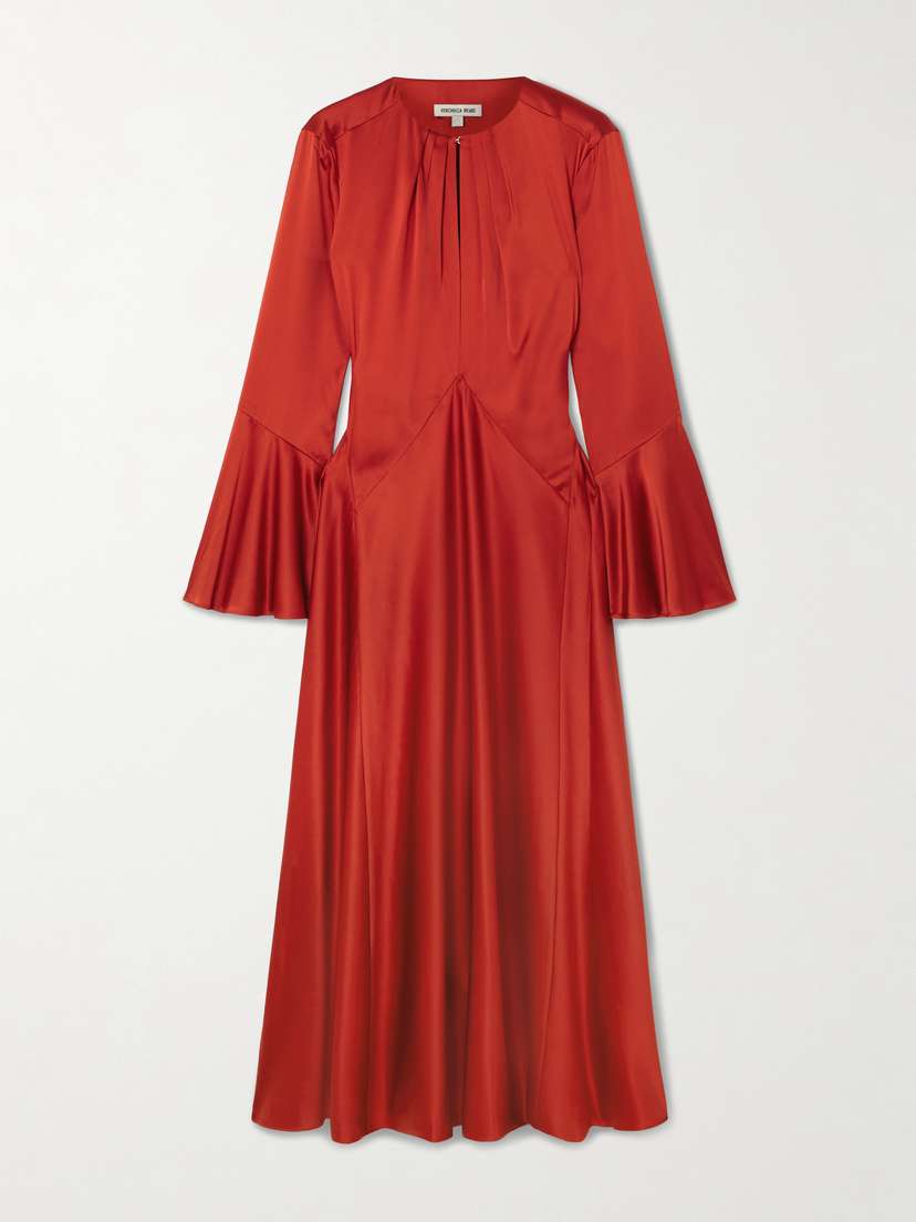 Veronica Beard Ezri Pleated Silk-blend Satin Maxi Dress
