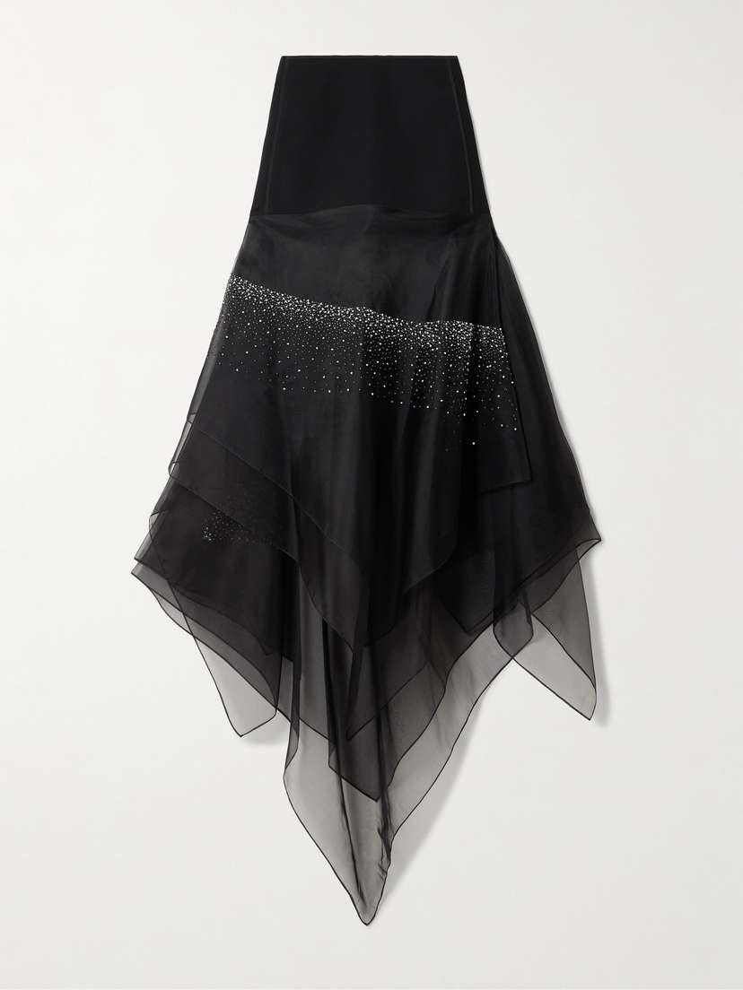 Maticevski Meet The Sky Asymmetric Crepe And Bead-embellished Silk Skirt