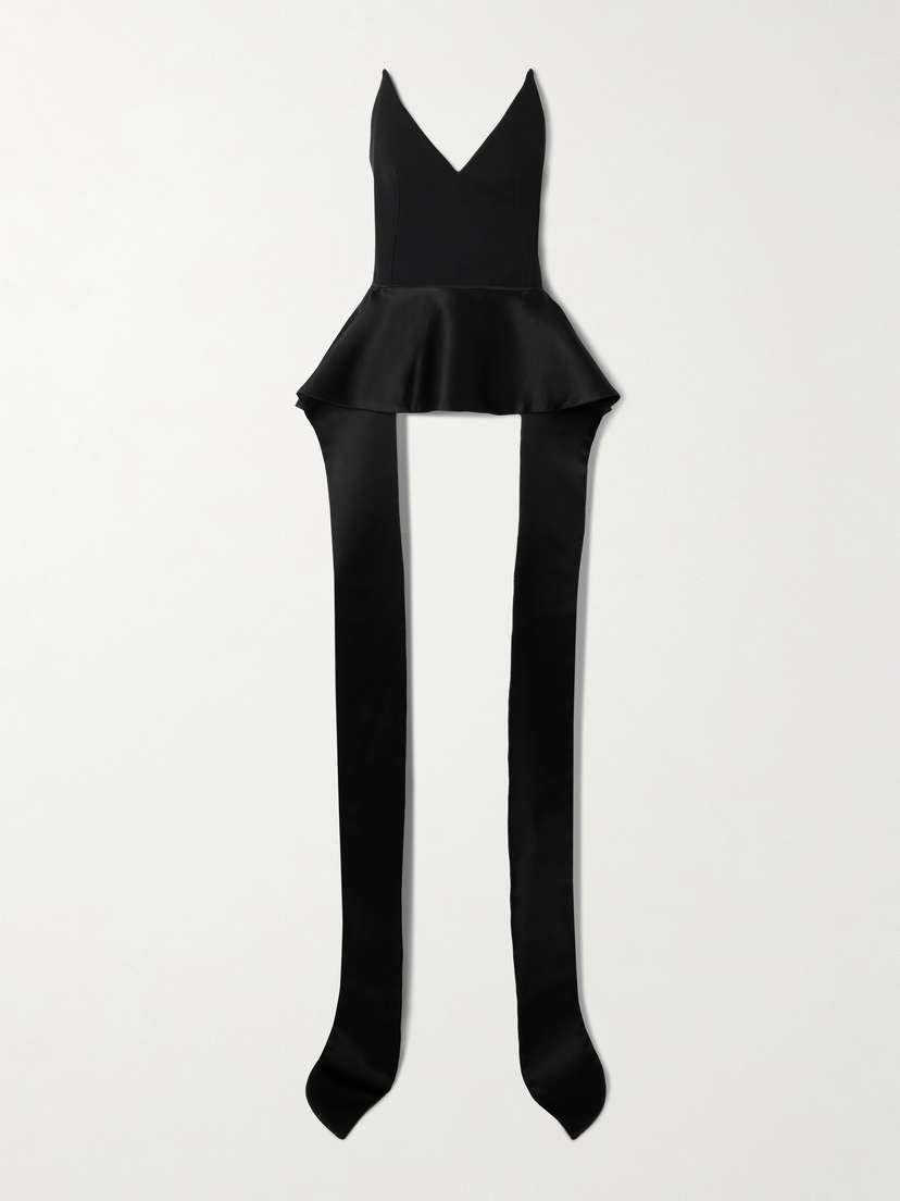 Maticevski Frame Strapless Crepe And Draped Satin Peplum Top