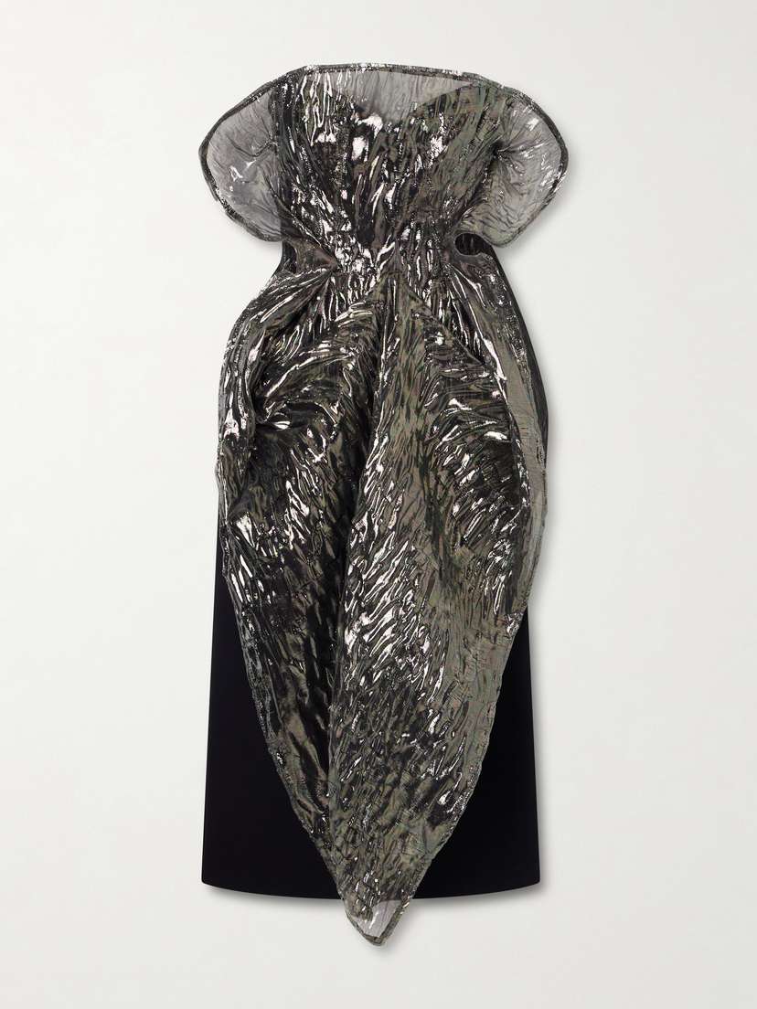 Maticevski De La Cruz Strapless Layered Lamé And Crepe Gown