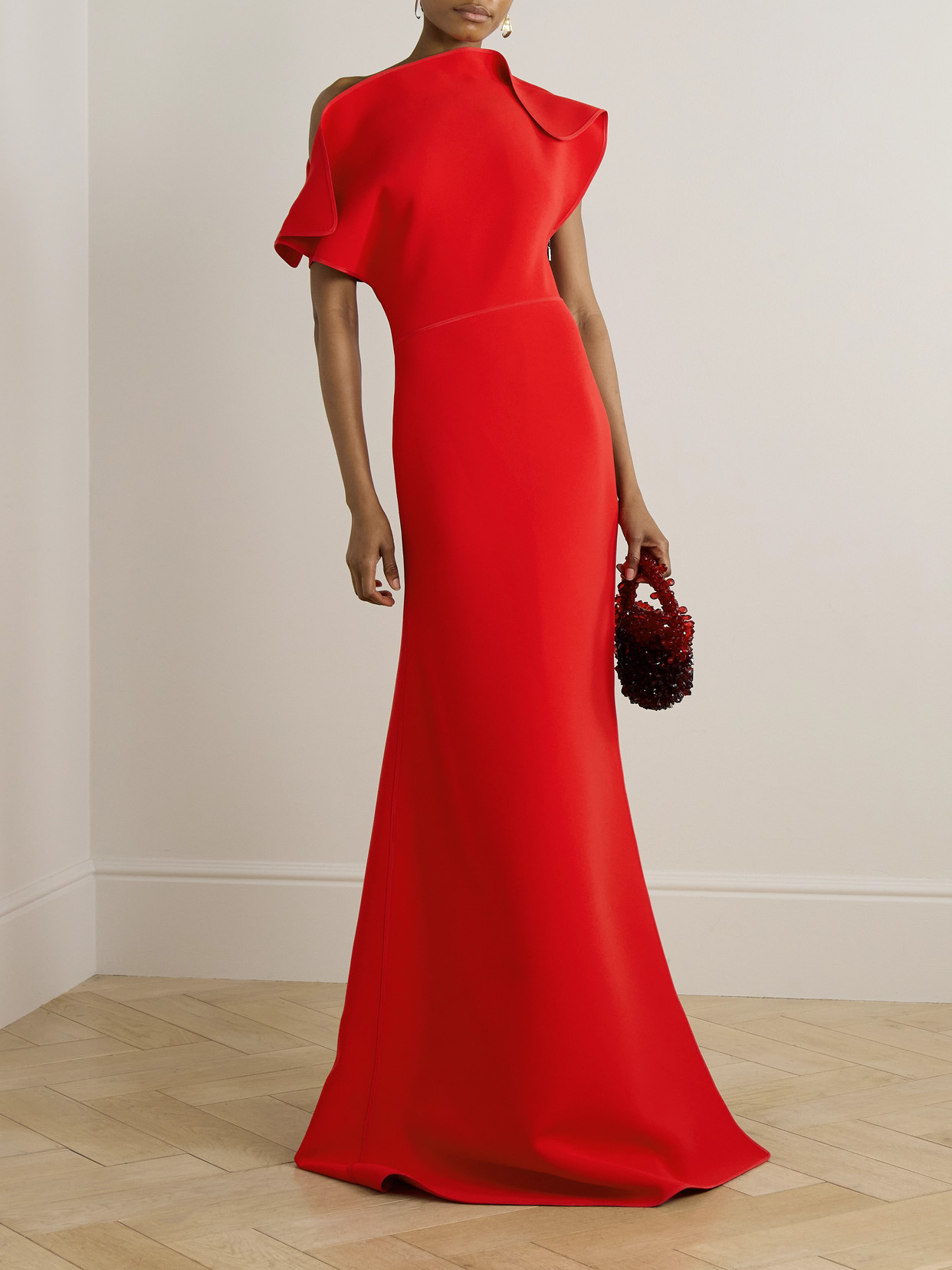 Maticevski Absolve Draped Crepe Gown In Red