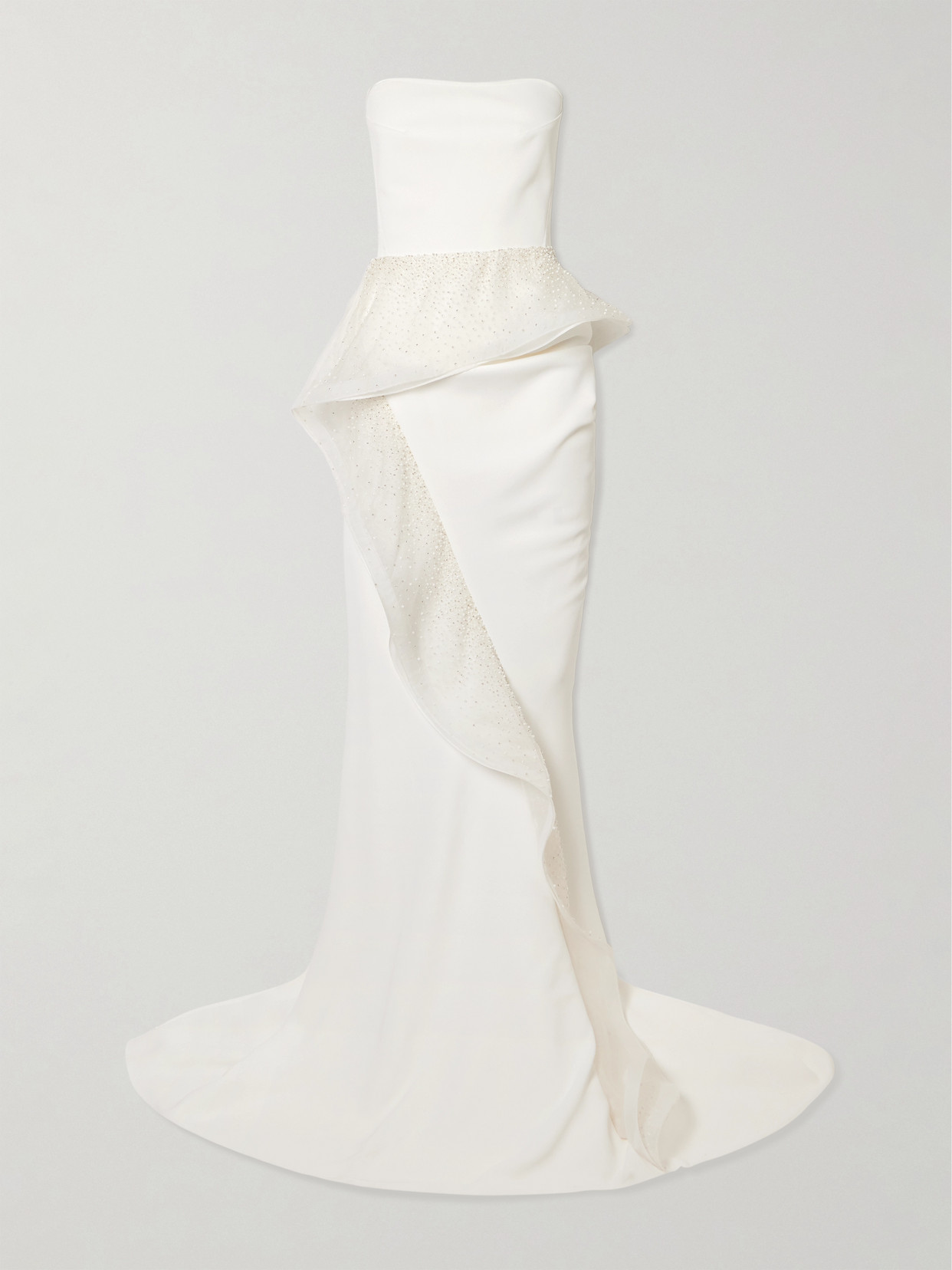 Maticevski Hopeton Strapless Bead-embellished Silk-trimmed Crepe Gown In White