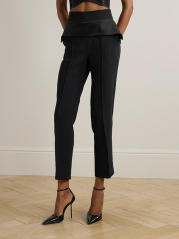 Maticevski Relate stretch-silk satin-trimmed crepe straight-leg pants