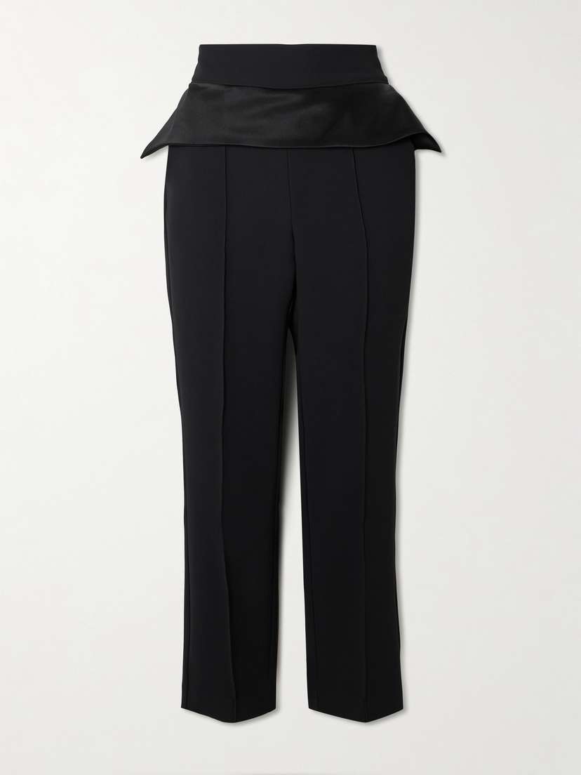Maticevski Relate Stretch-silk Satin-trimmed Crepe Straight-leg Pants
